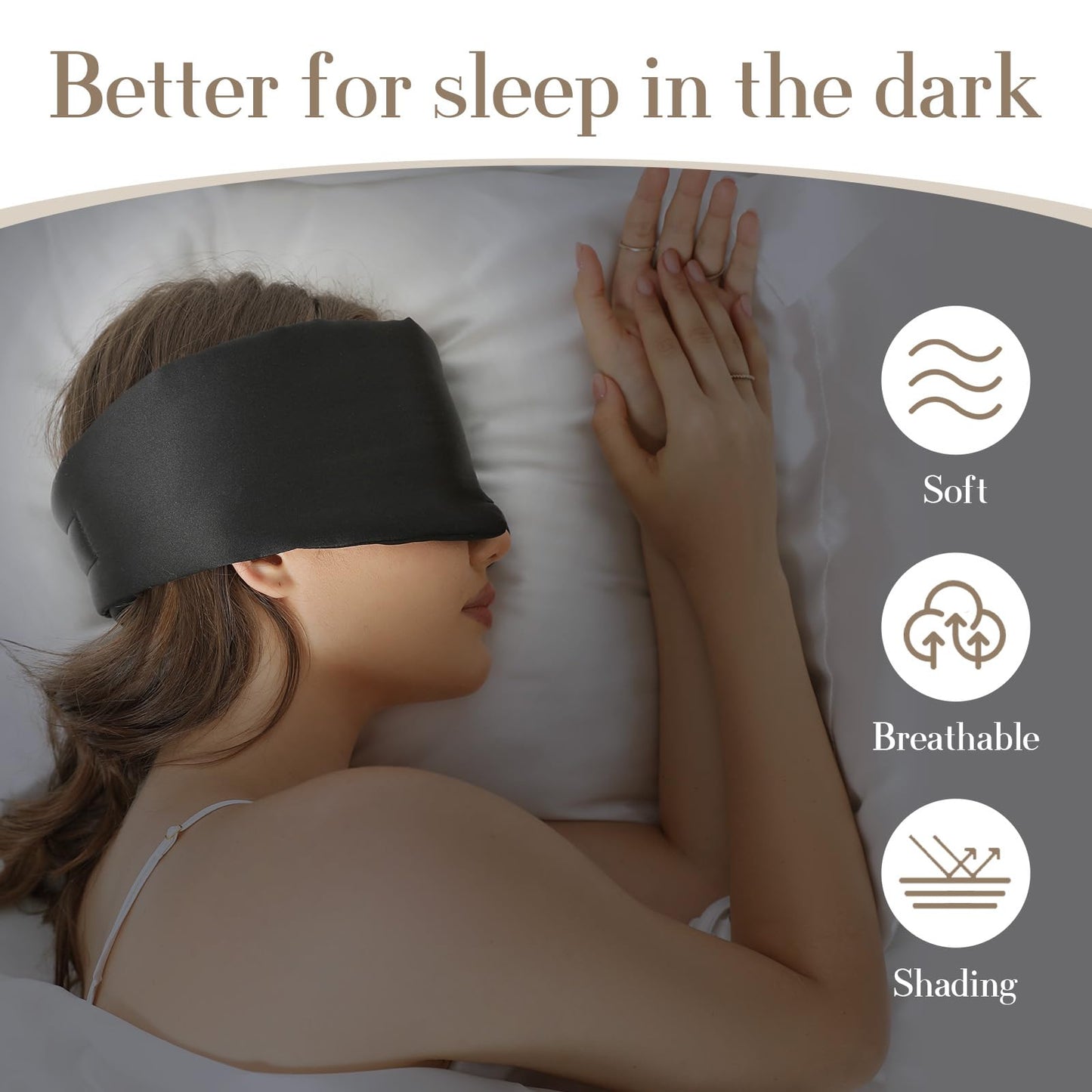 Minimalist Black Silk Sleep, Eye Mask with Adjustable Band