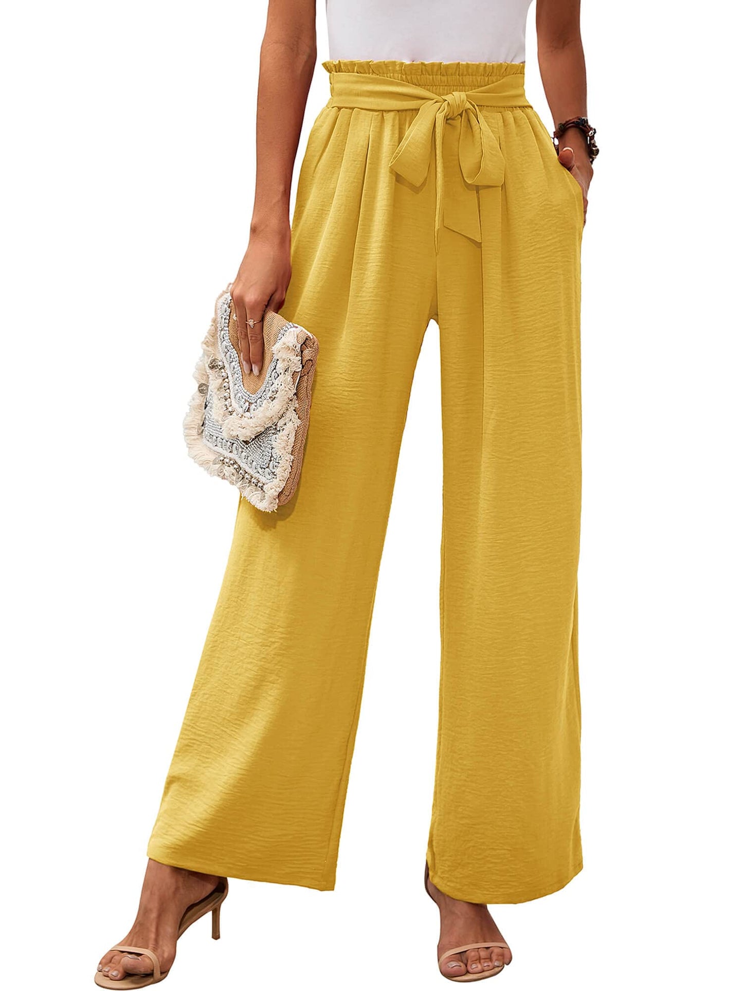 Minimalist Wide Leg Adjustable Tie Knot Trousers