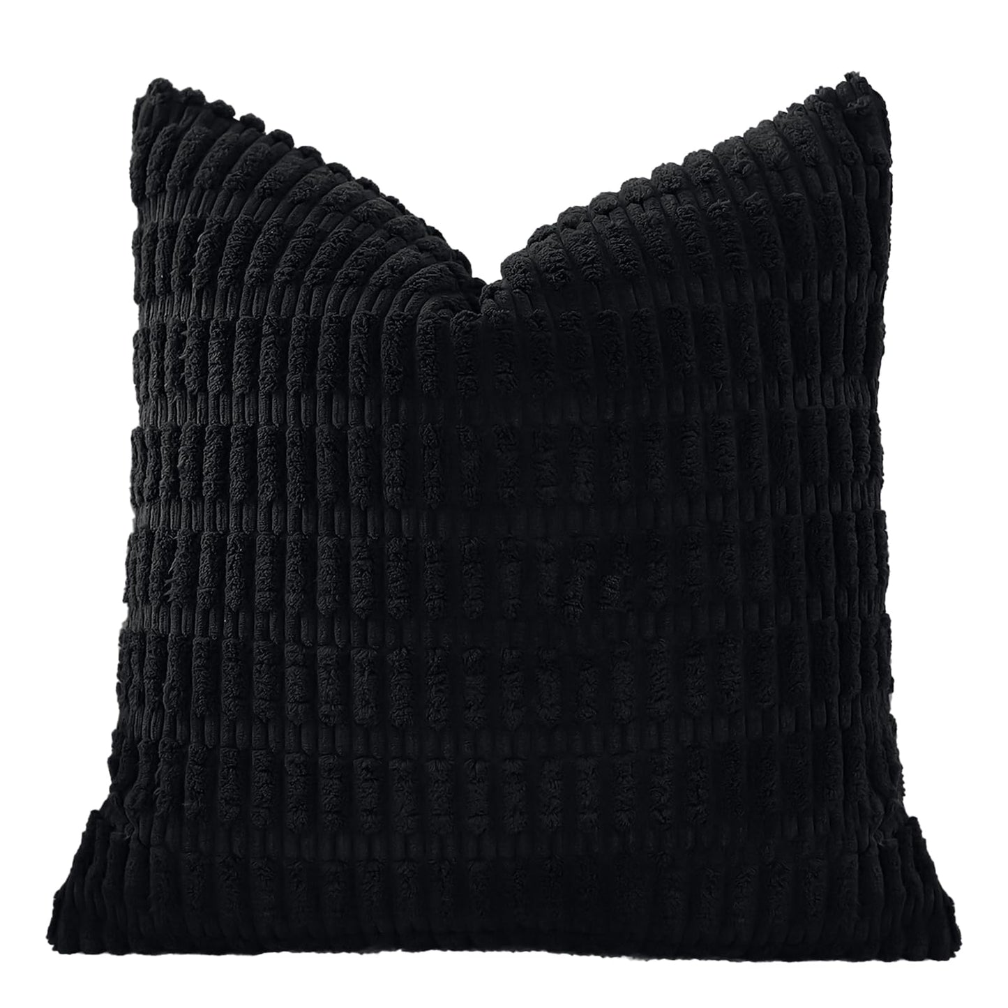 Minimalist Black Corduroy Throw Pillow Covers 20"x20"