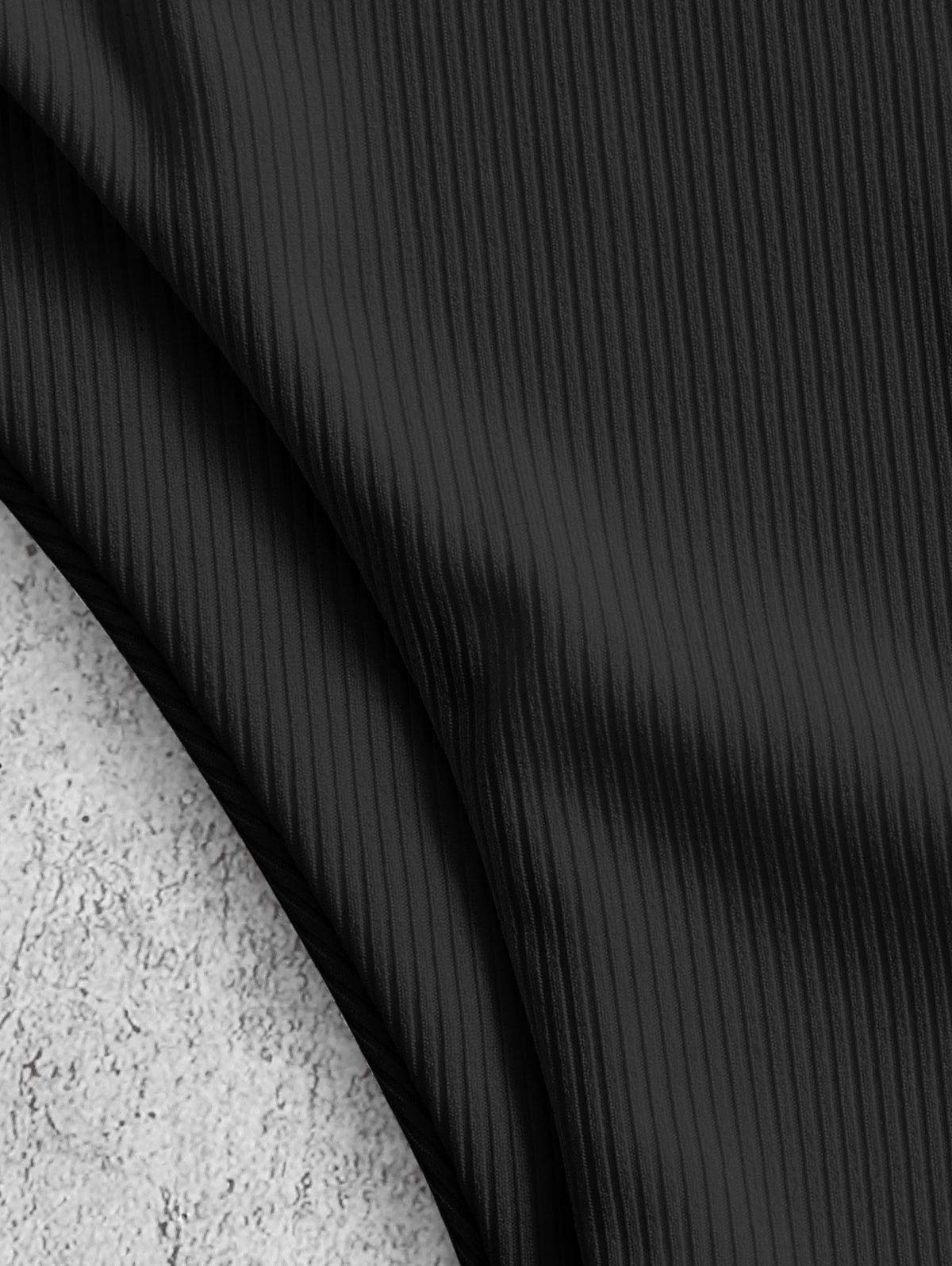 Minimalist Black Two Piece Ribbed Swimsuit