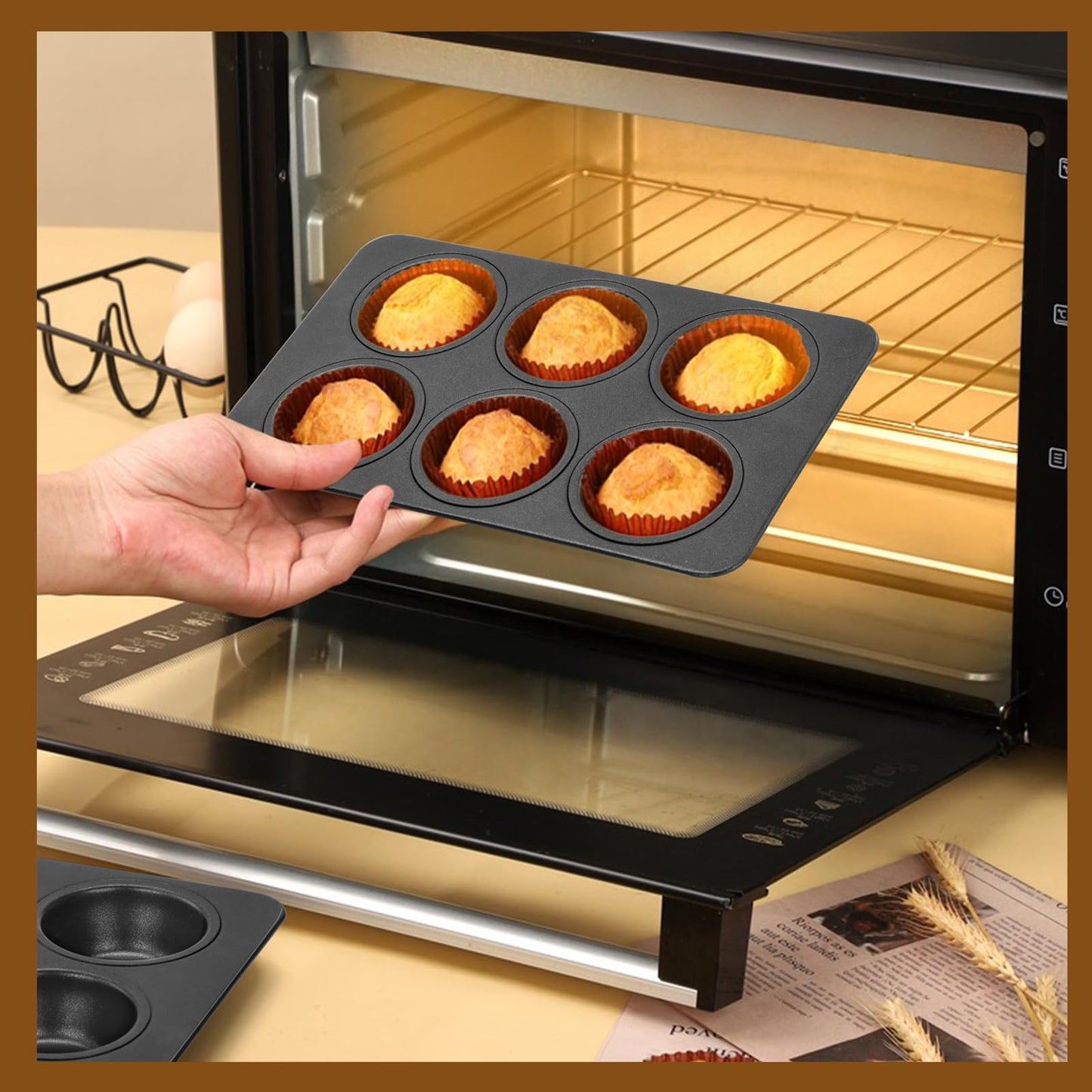 Minimalist Black 6 Cup Nonstick Muffin Pans, Set of 2