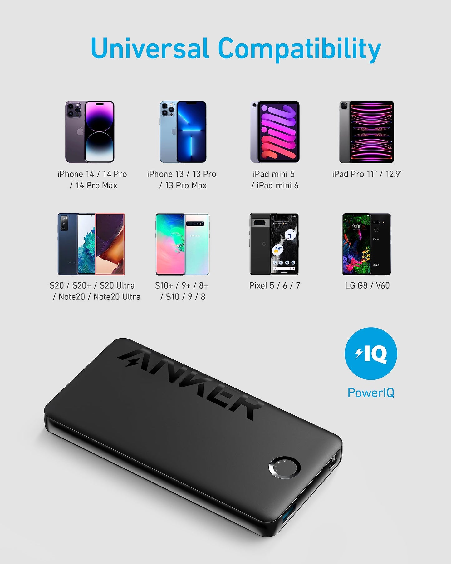 Minimalist Black Anker USB-C 10K Power Bank
