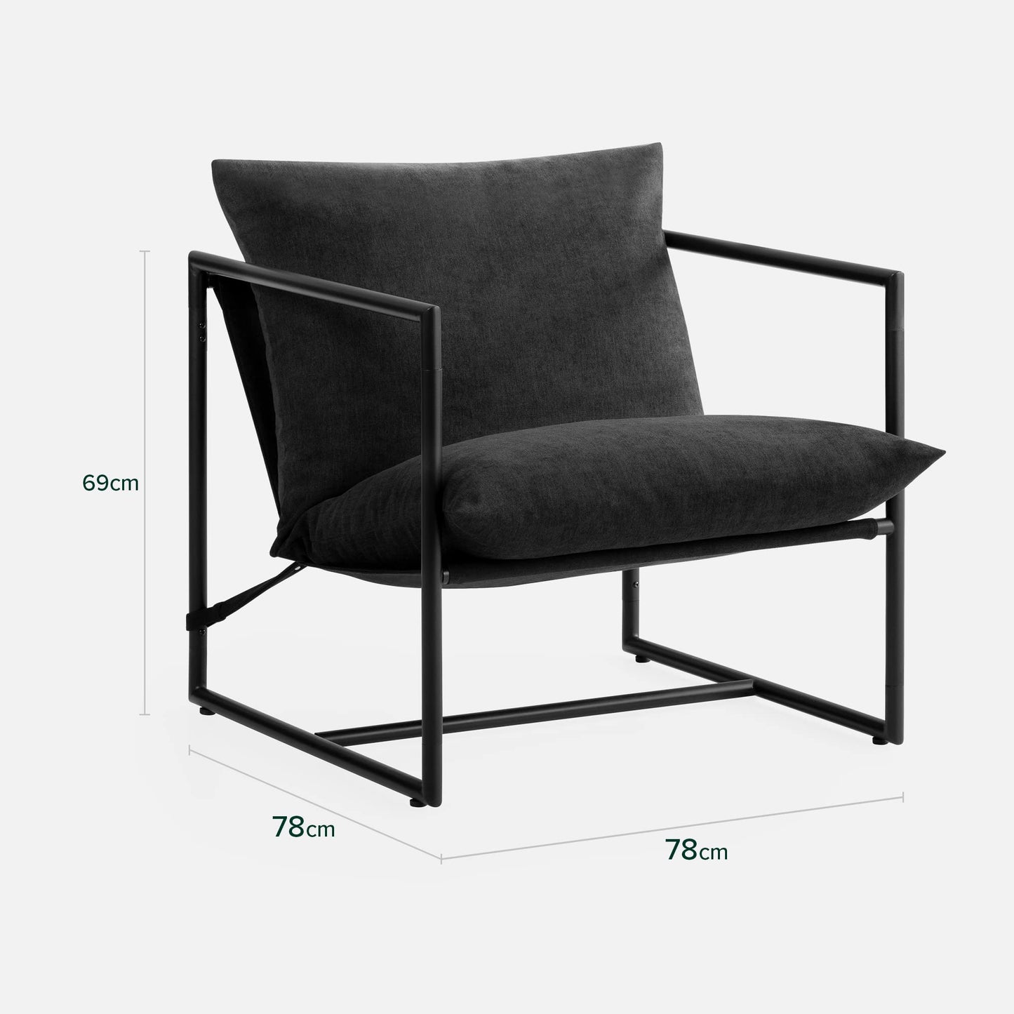 Minimalist Black ZINUS Aidan Sling Accent Chair/Metal Framed Armchair