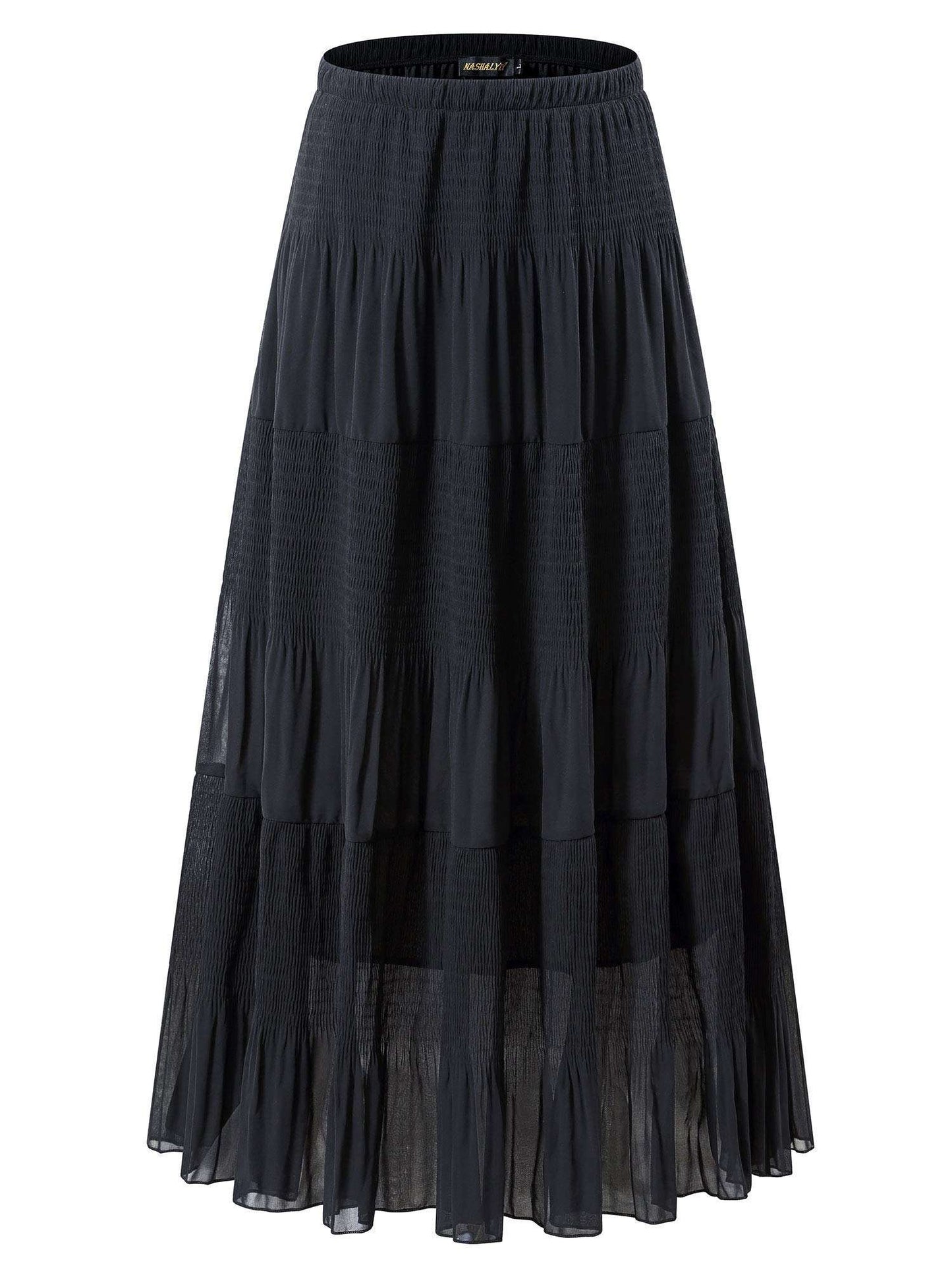 Minimalist Black Chiffon Maxi Skirt