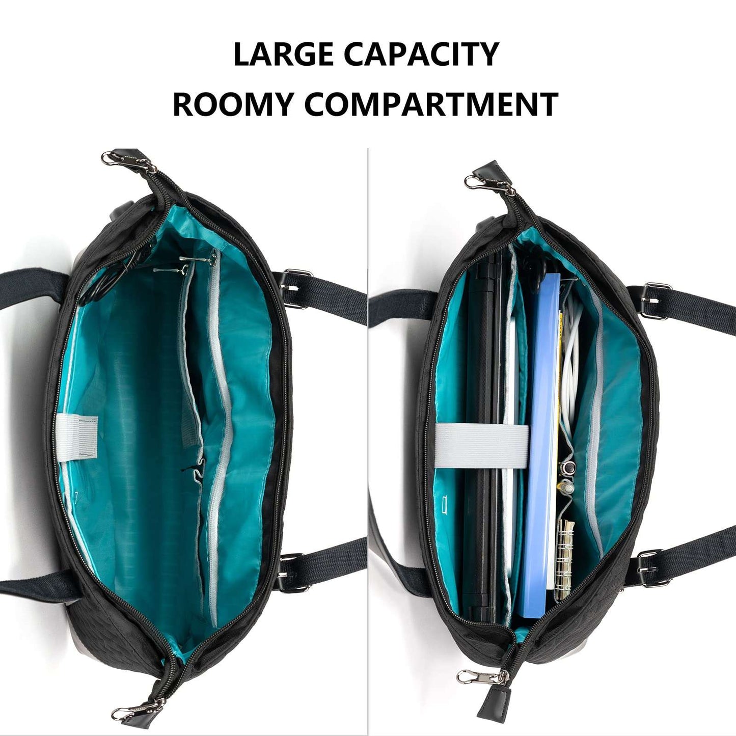 Minimalist Black Laptop Tote Bag with USB Port