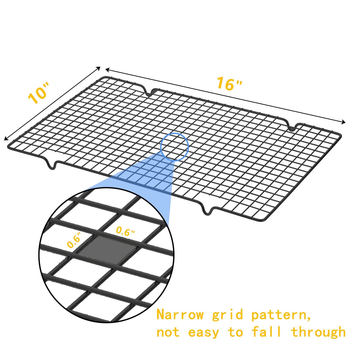 Minimalist Black Heavy-Duty Cooling Racks - 16" x 10", Set of 4
