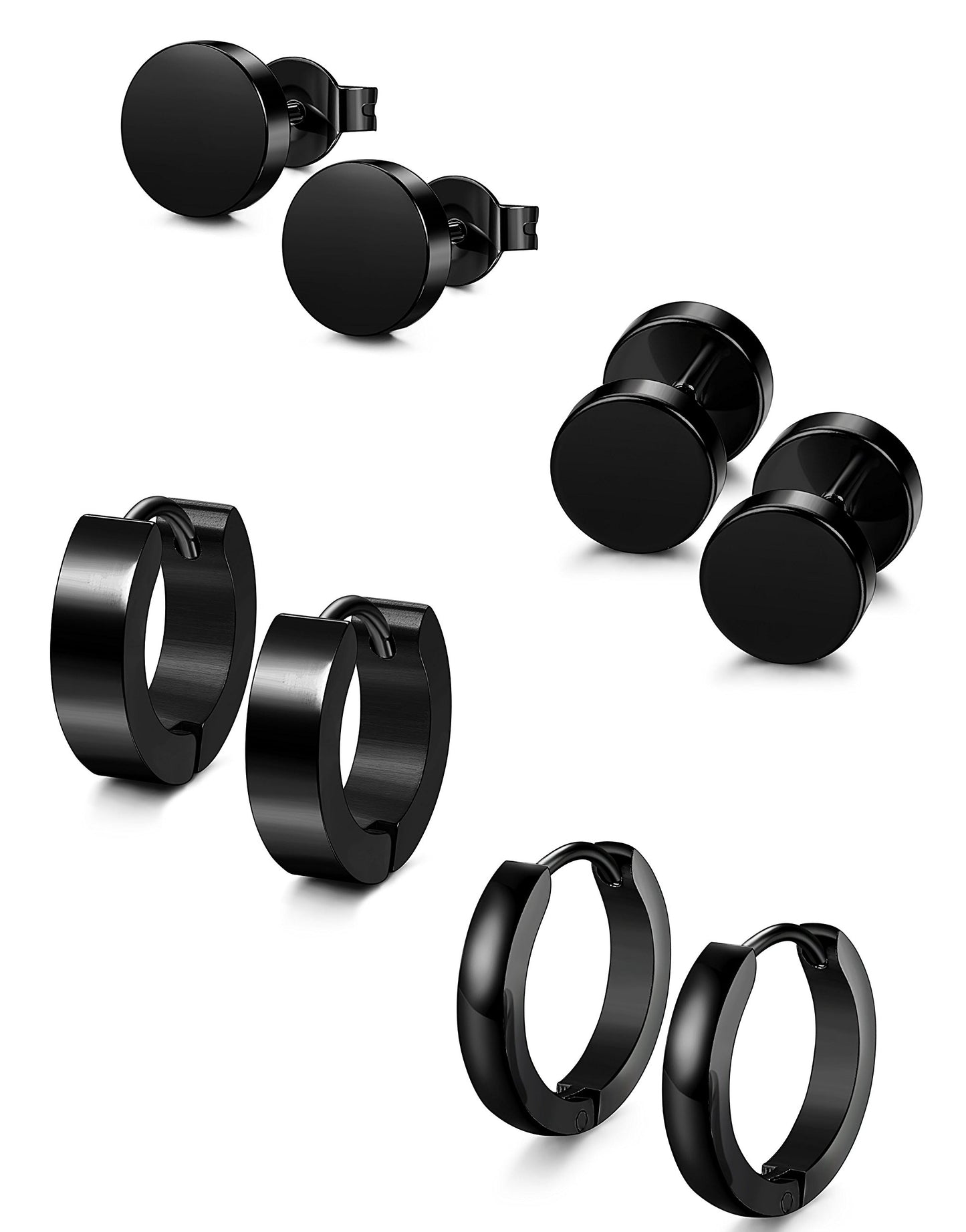 Minimalist Black Stainless Steel Stud Earrings