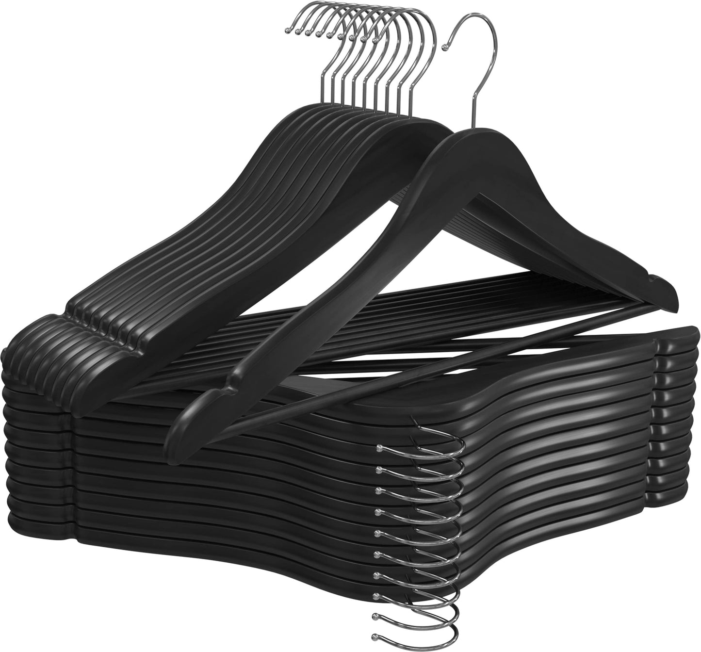 Minimalist Black Utopia Home Non-Slip Premium Wooden Hangers, Pack of 20