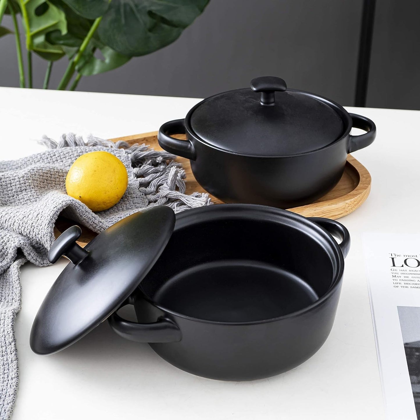 Minimalist Black BRUNTMOR 20 Oz Ceramic Crock Bowls