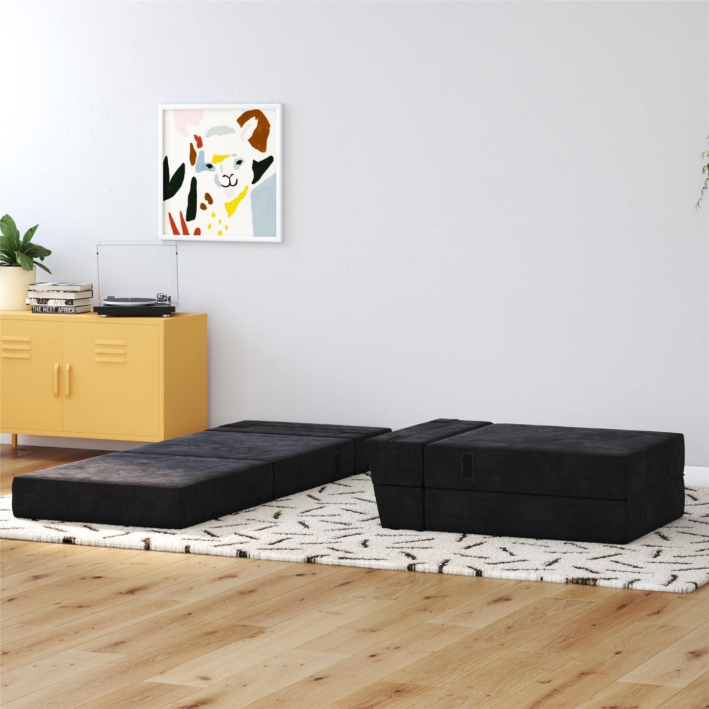 Minimliast Black NOVOGRATZ The Flower 5-in-1 Microfibre Modular Chair and Lounger Bed