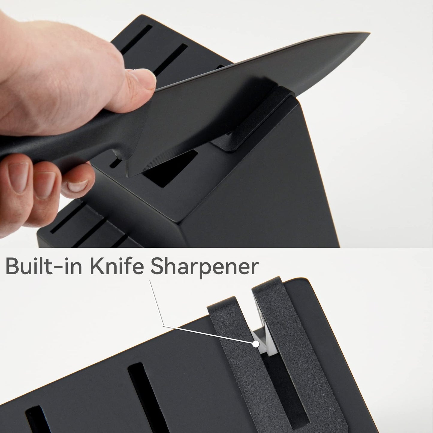 Minimalist Black HUNTER Knife Set, 15 Pc Kitchen Knife Set w/Block