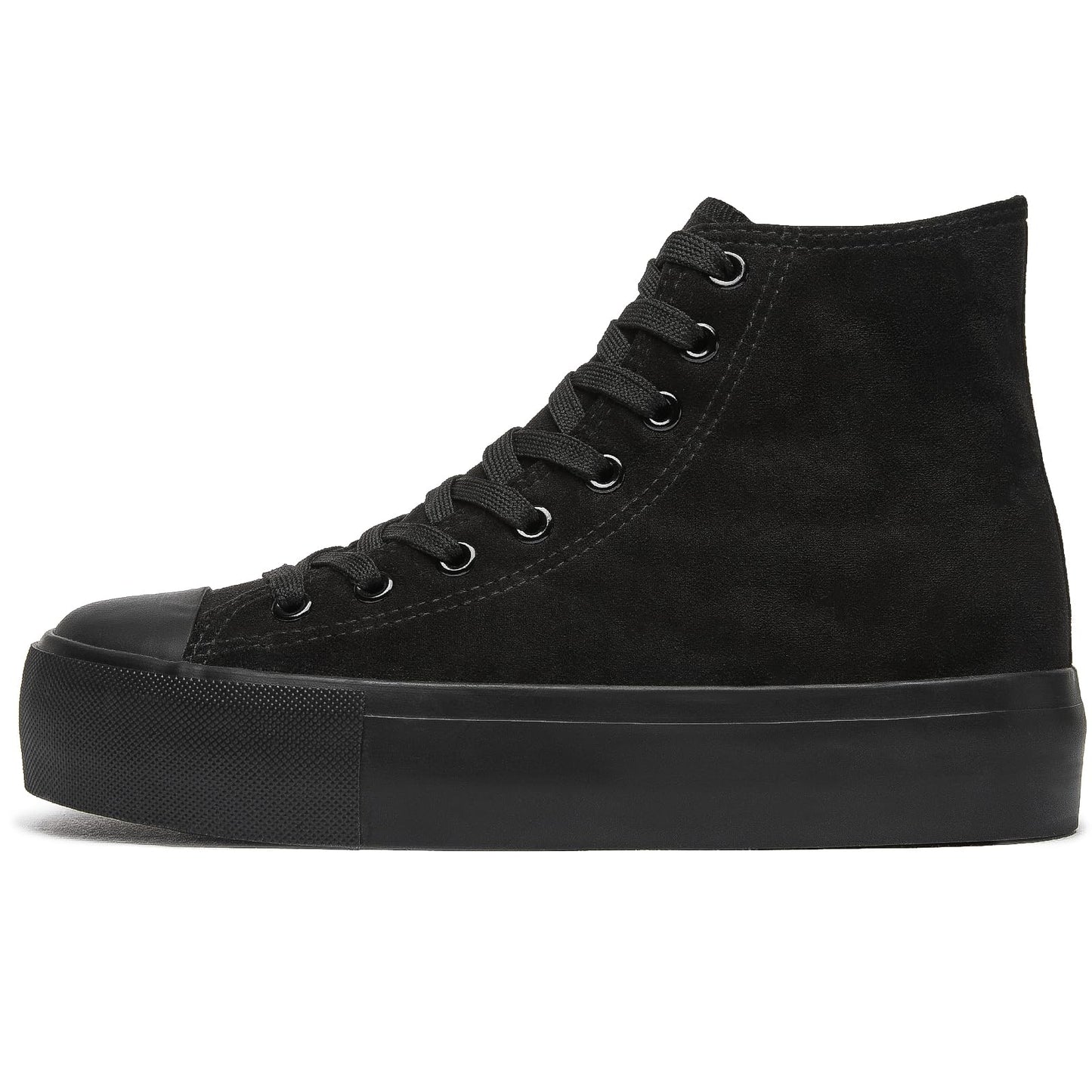 Minimalist Black Platform High Top Faux Suede Sneakers
