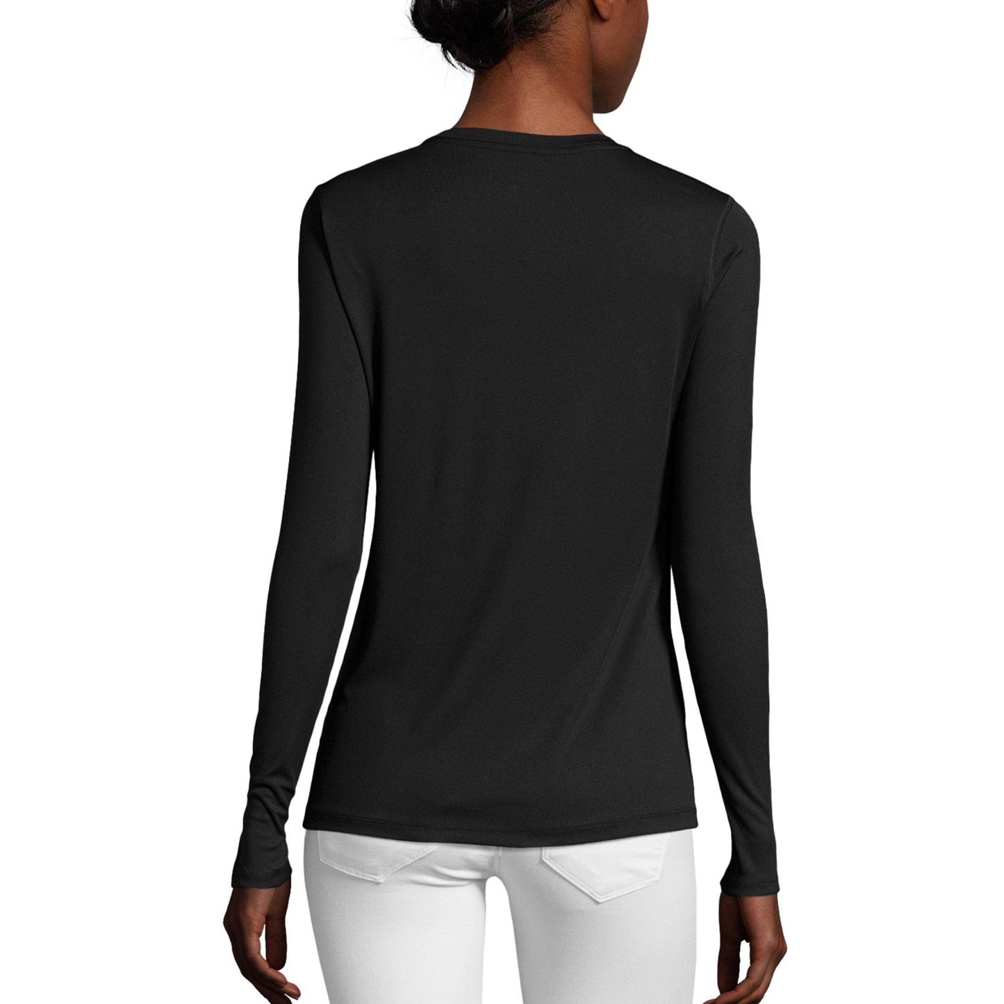 Minimalist Black Hanes Women's Sport Cool Dri Performance Long Sleeve T-Shirt