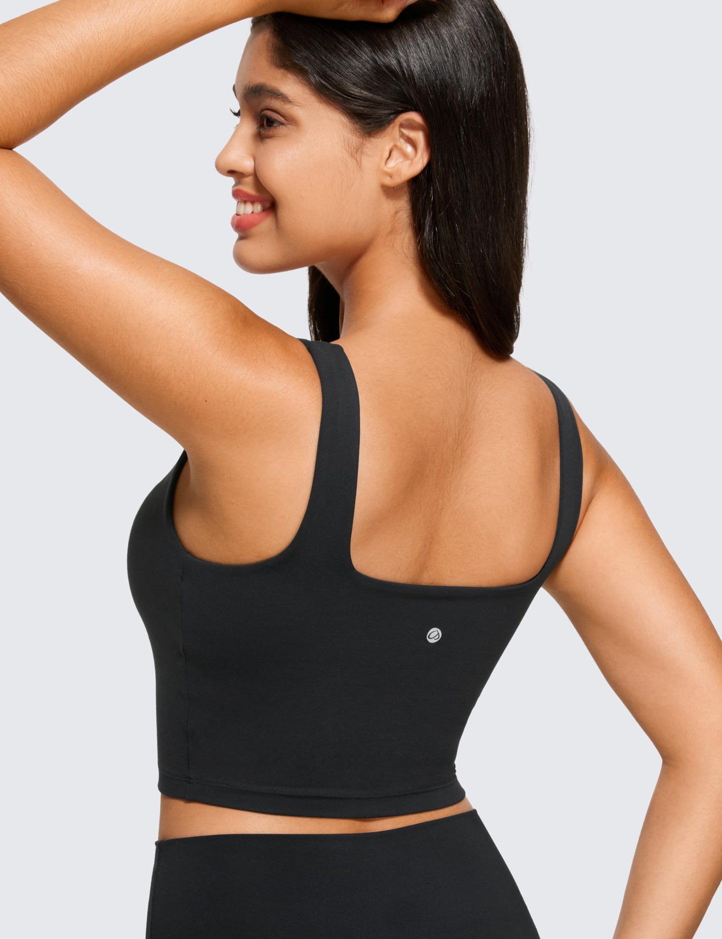 Minimalist Black Butterluxe Women's Square Neck Longline Sports Bra