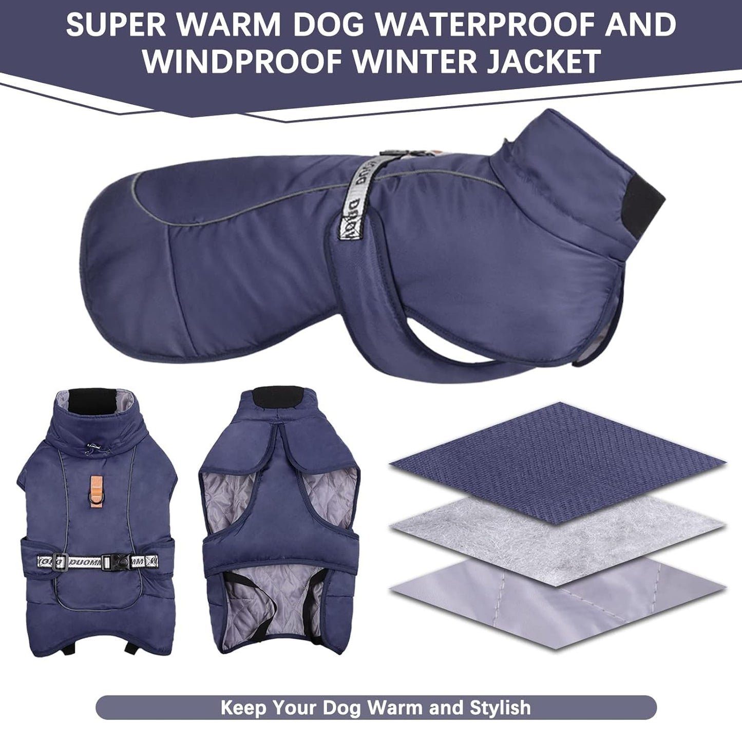 Minimalist Black Reflective Pet Jackets For Large Dogs
