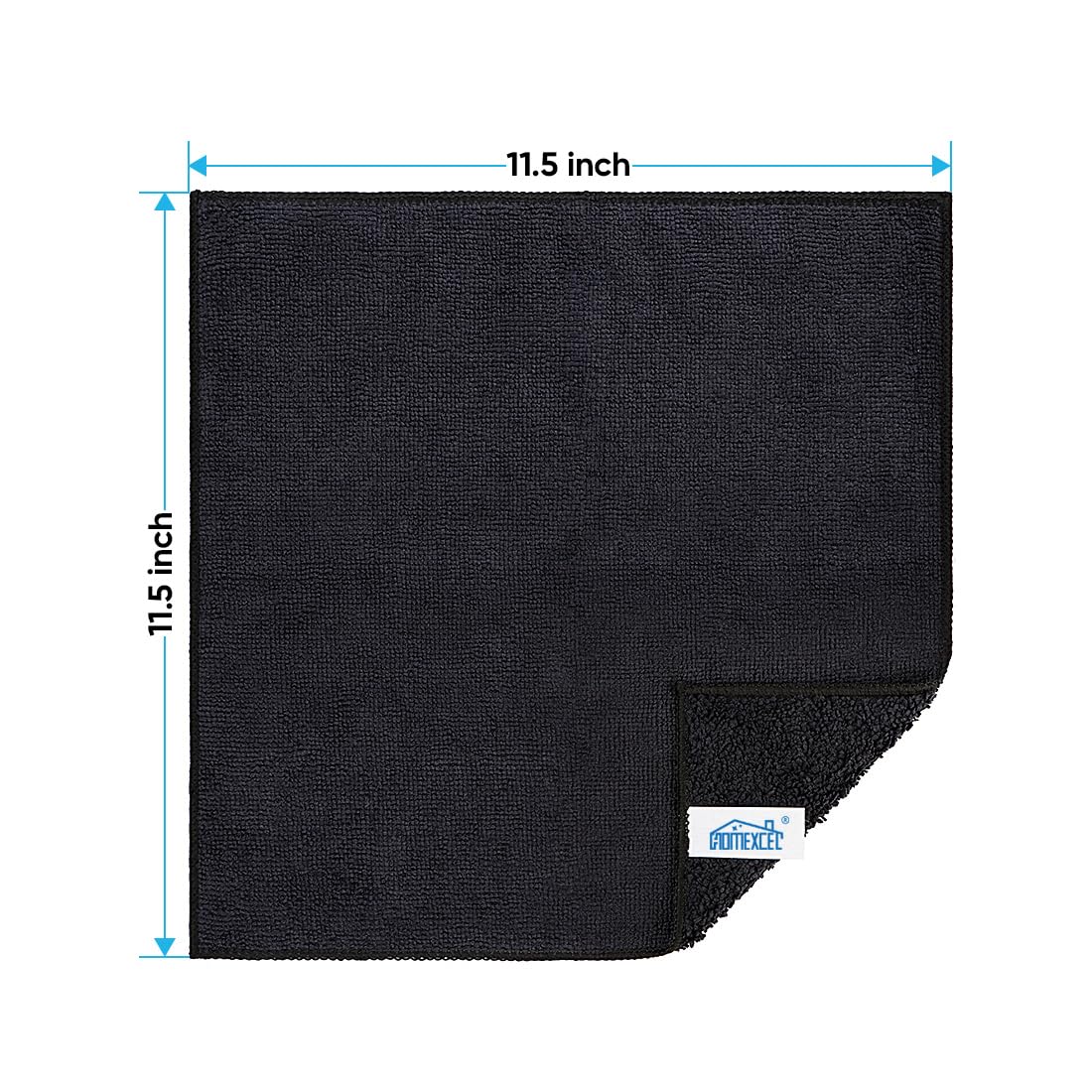 Minimalist Black 12 Pack Premium 11.5"X11.5" Microfiber Towels