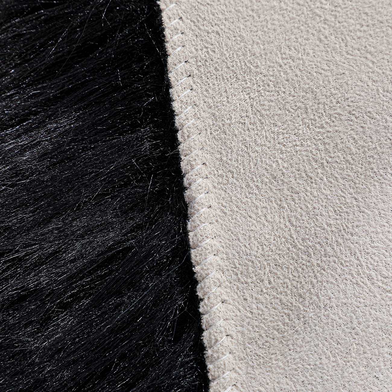 Minimalist Black Fluffy Faux Sheepskin Rug, 6'x9'