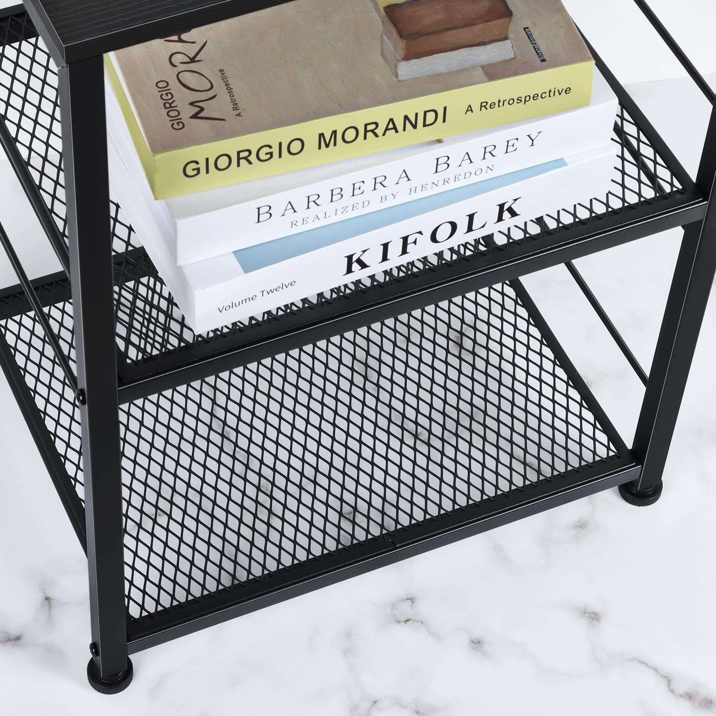 Minimalist Black Industrial Metal Frame Table w/Storage Shelf