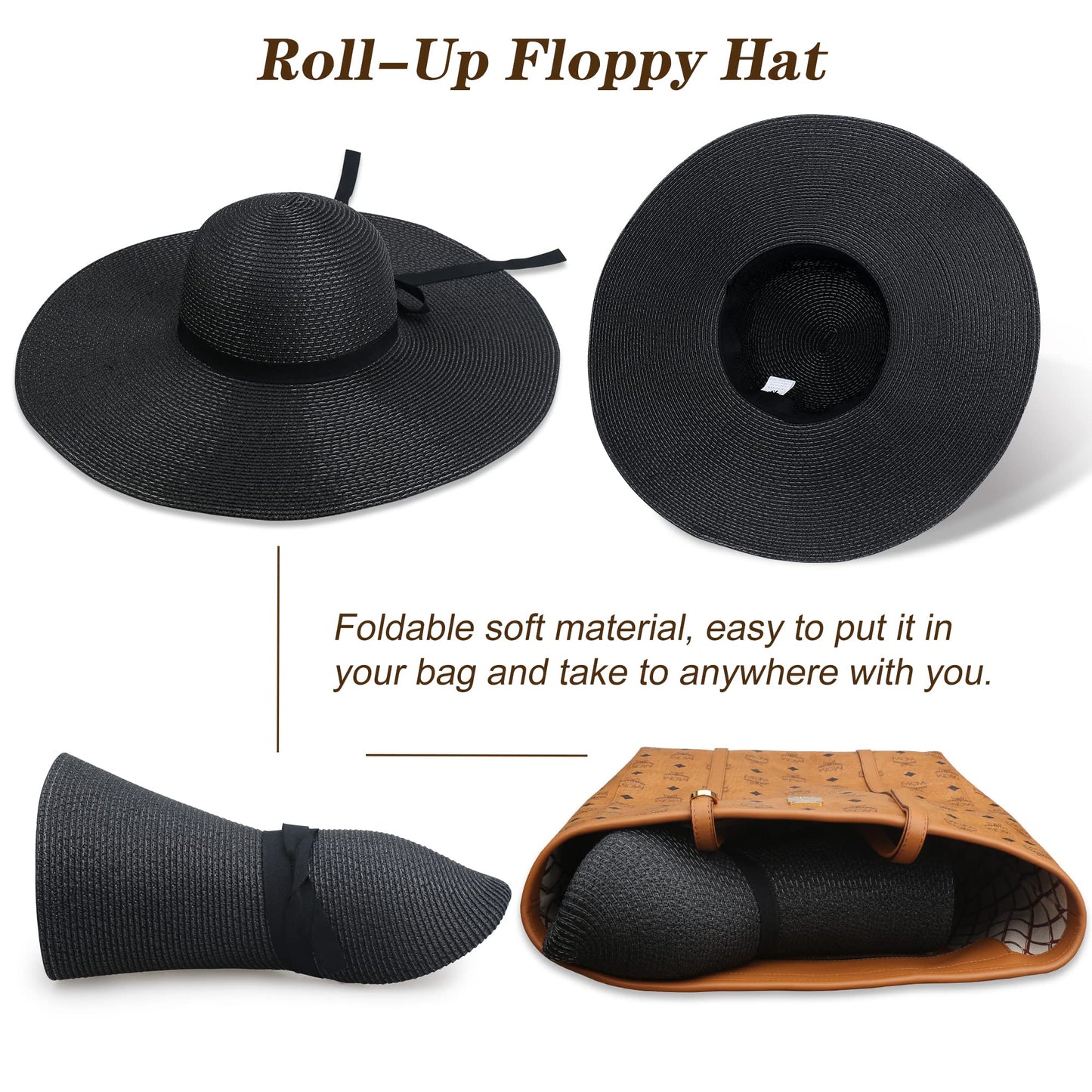 Minimalist Black Wide Brim Sun Hat UPF50
