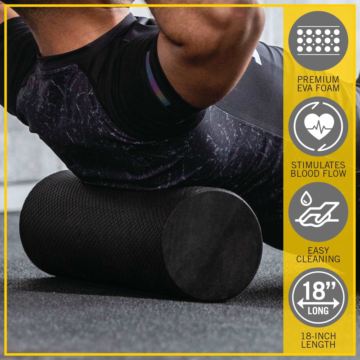 Minimalist Black Everlast FIT 18-Inch Premium Rx EVA Exercise Foam Roller