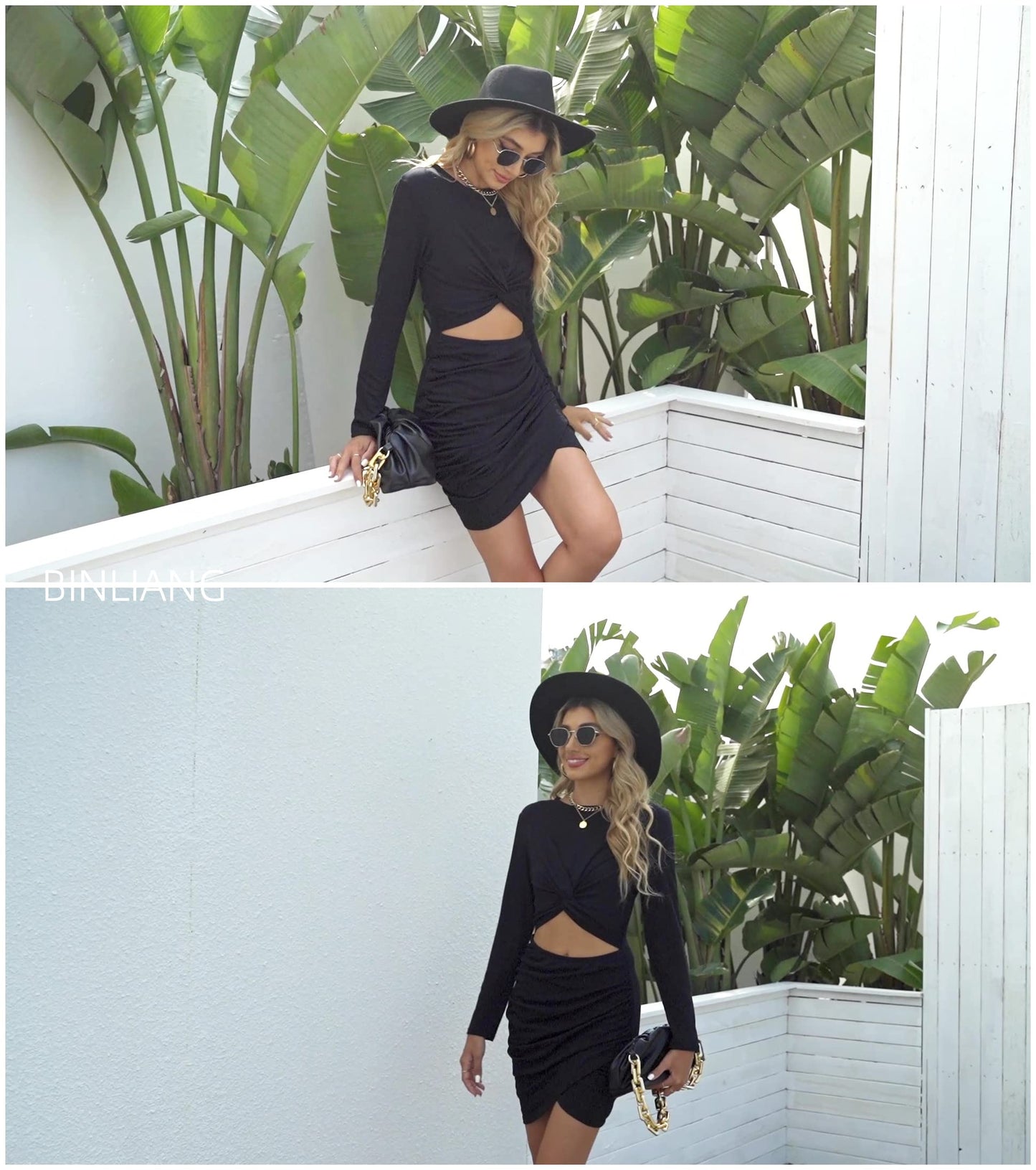 Minimalist Black Bodycon Twist Knot Dress
