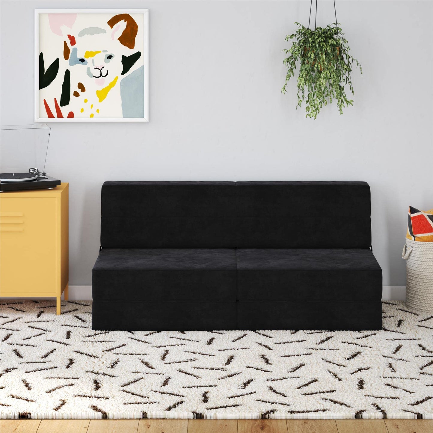 Minimliast Black NOVOGRATZ The Flower 5-in-1 Microfibre Modular Chair and Lounger Bed