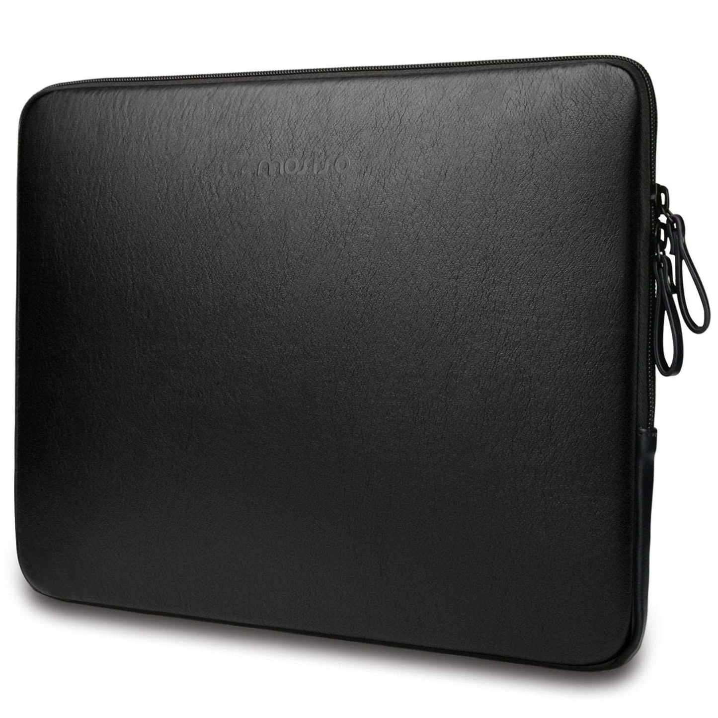 Minimalist Black 13-14 Inch Sleek Laptop Sleeve with Accessory Compartment - Waterproof PU Leather