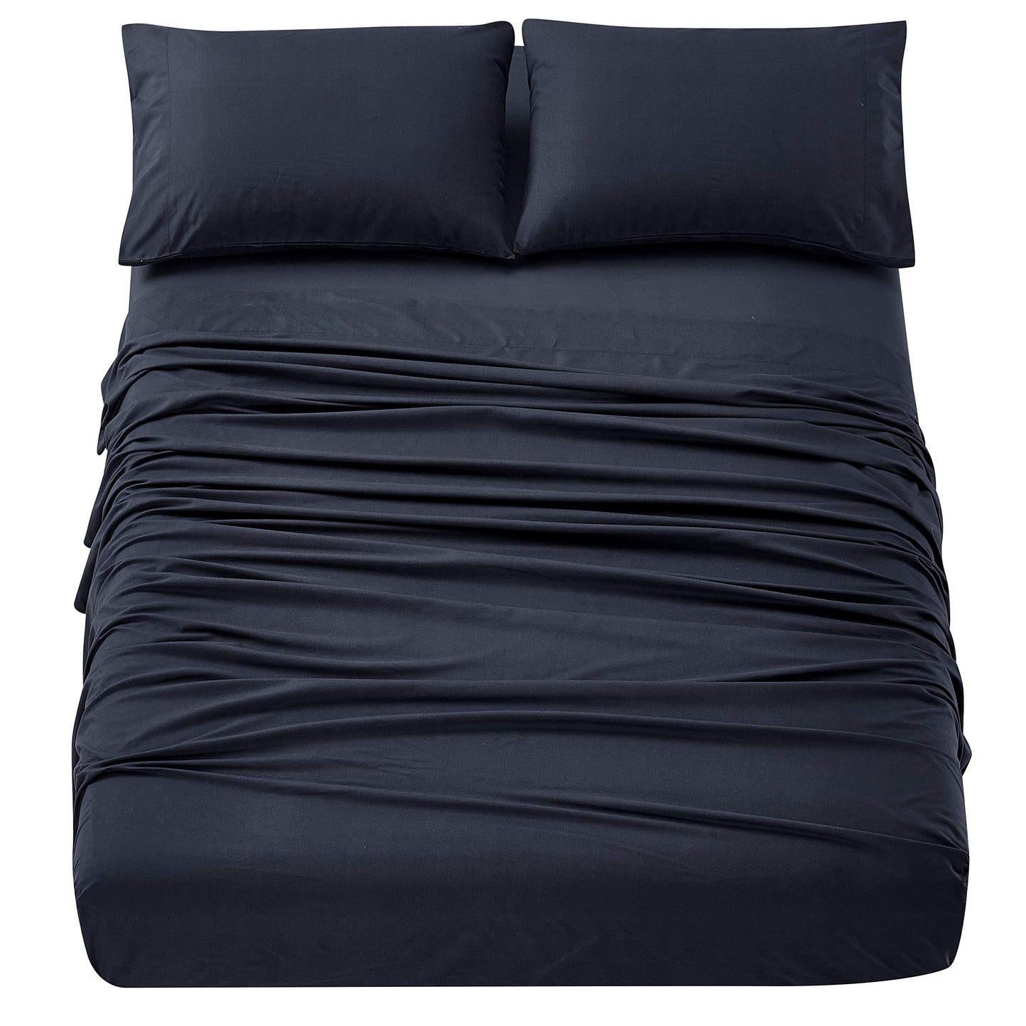 Minimalist Black Premium Hotel Quality Double Brushed Microfibre Bed Sheets, 4 Pc set w/16" Deep Pocket, King size