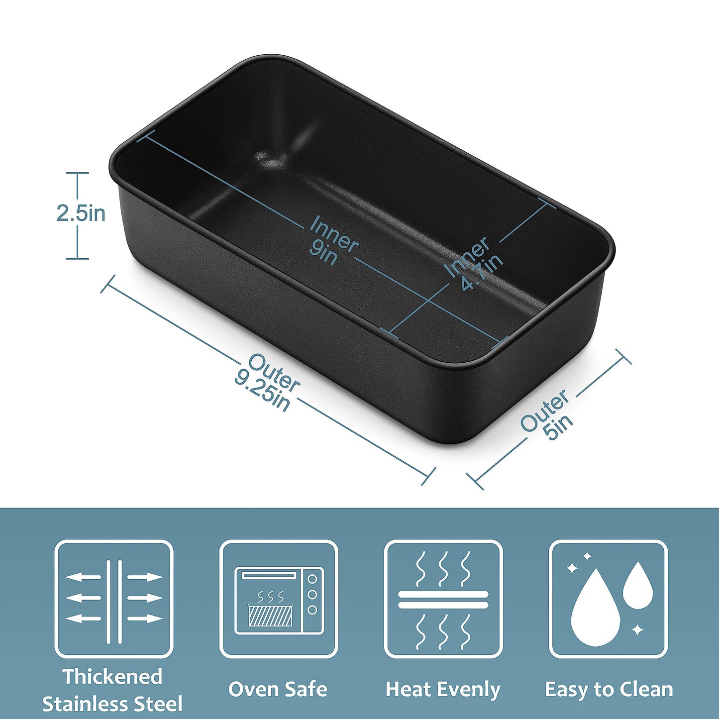 Minimalist Black Loaf Pan Set for Cakes, Bread, Loaves, Set of 2