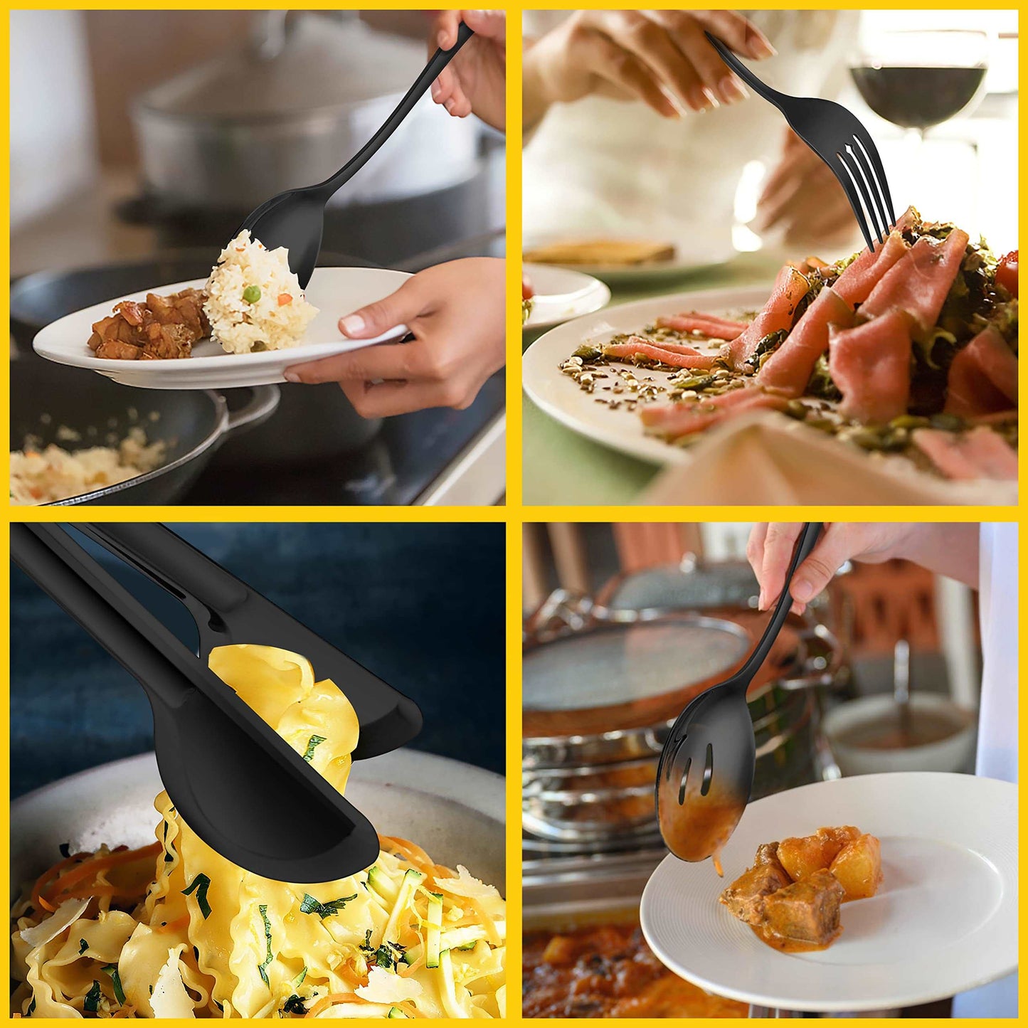 Minimalist Black 8-Piece Stainless Steel Serving Utensils Set
