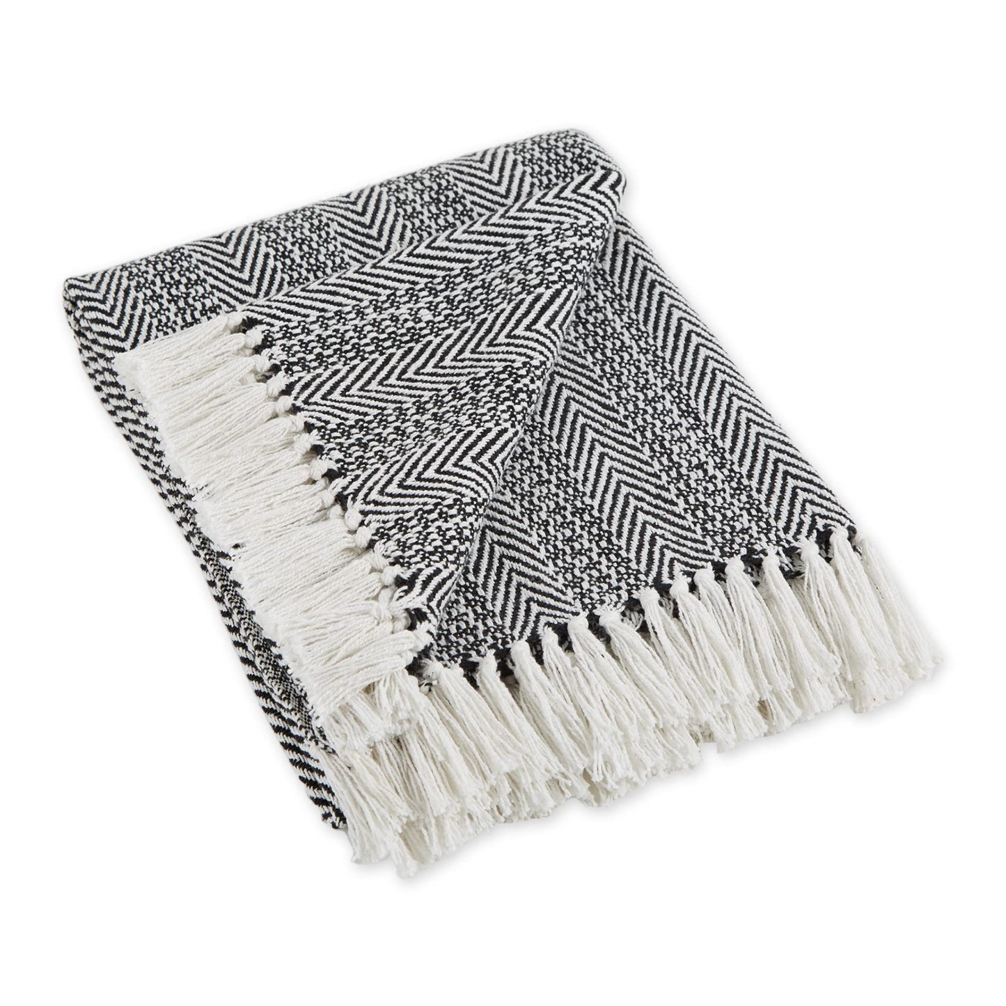 Minimalist Black/White Cotton Stripe Blanket Throw, 50 x 60"