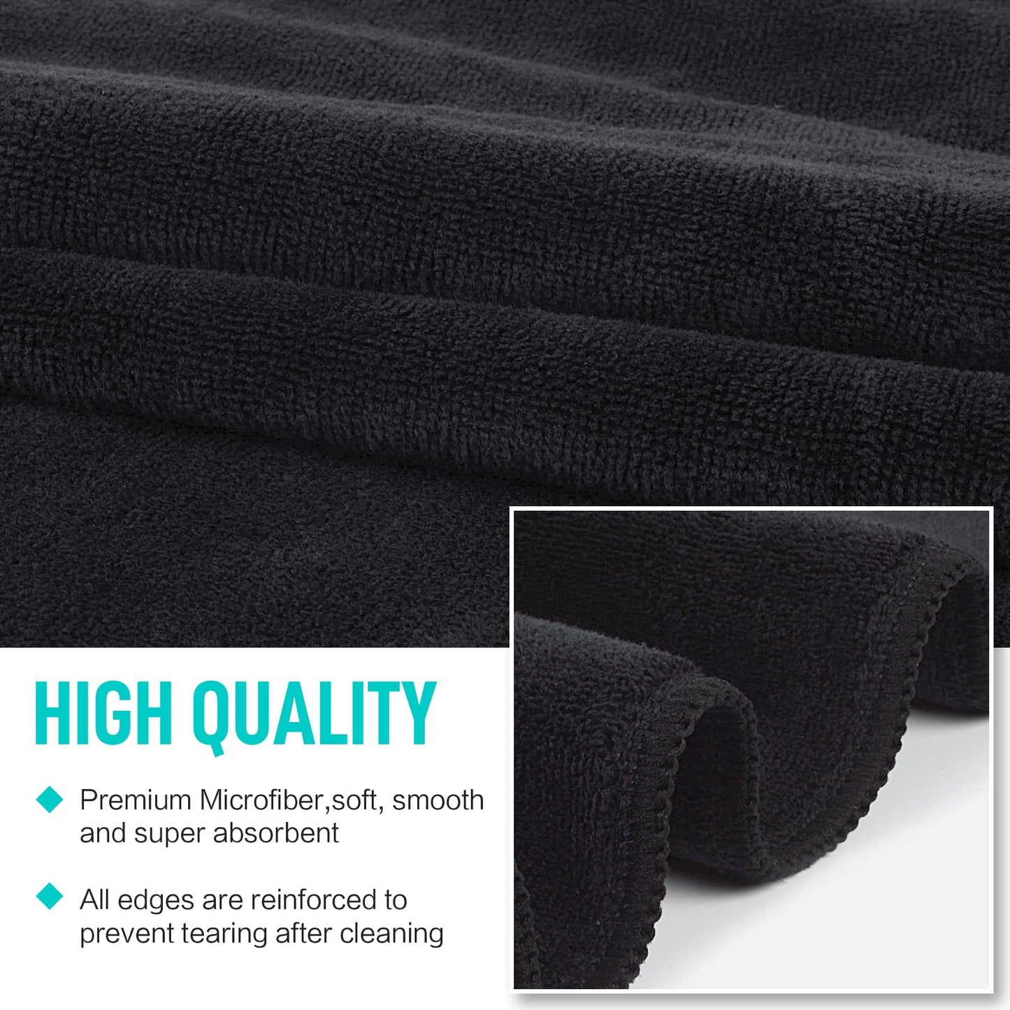 SINLAND Multi-Purpose Microfiber Fast Drying Travel Gym Towels 3-Pack 16 Inch X 32 Inch (Black)