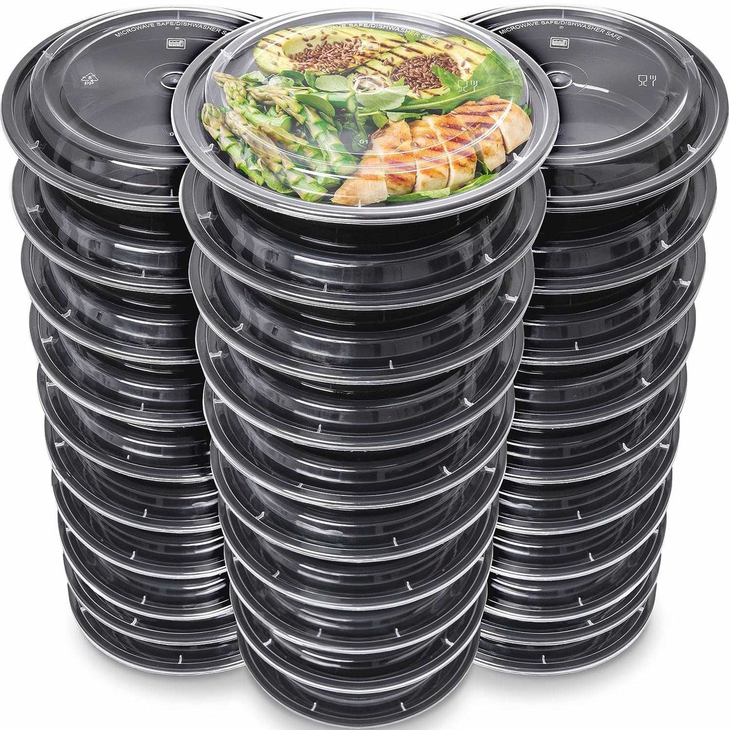Minimalist Black 24oz Meal Prep Containers for Healthy Cooking and Portion Control, Set of 30