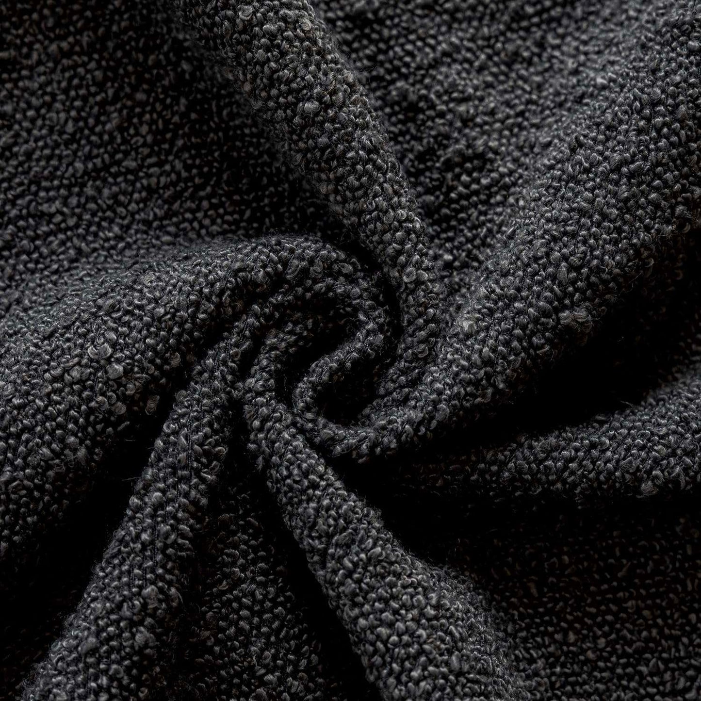 Minimalist Black Boucle 24 x 24 Inch Throw Pillow Covers for Bedroom, Living Room, Office, Set of 2