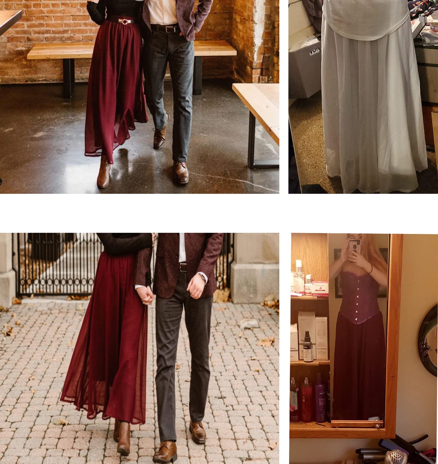 Minimalist Green Chiffon Ankle-Length Retro Maxi Skirt