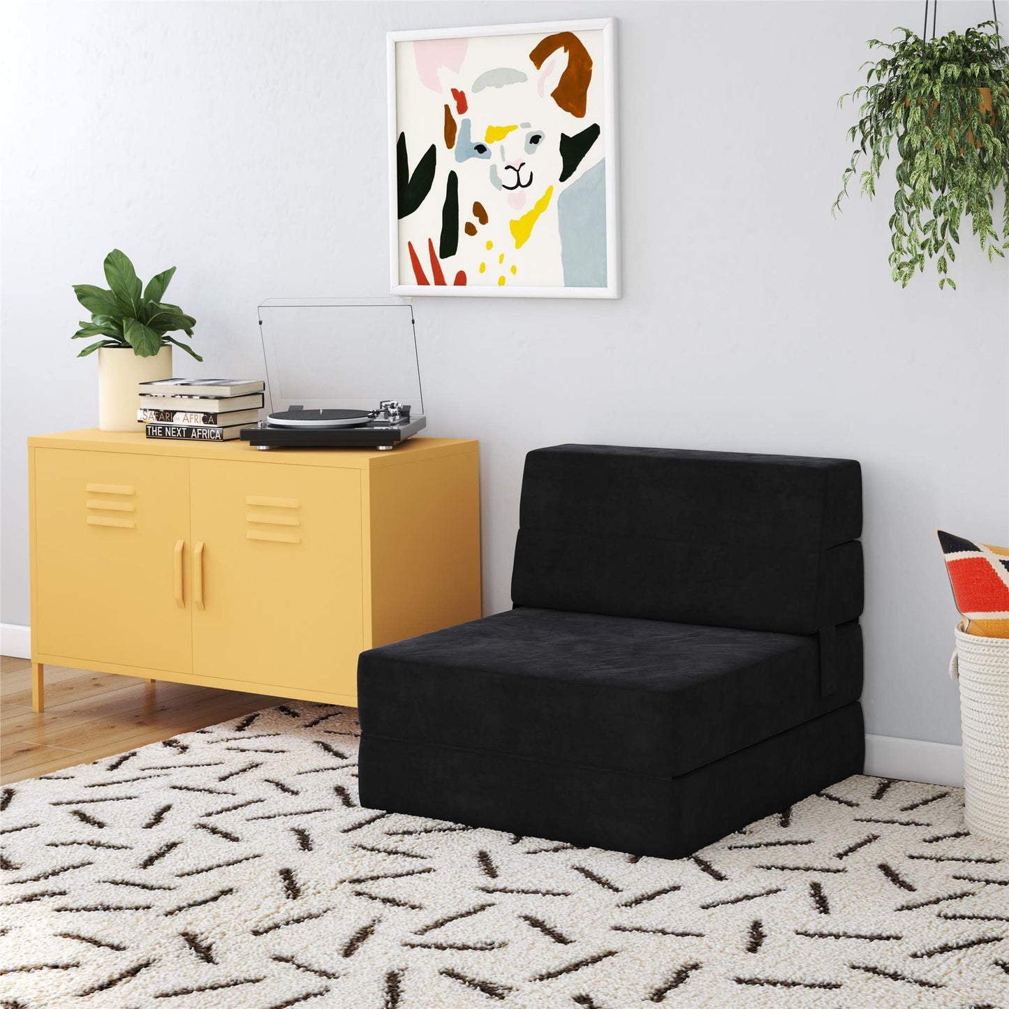Minimliast Black NOVOGRATZ The Flower 5-in-1 Microfibre Modular Chair and Lounger Bed