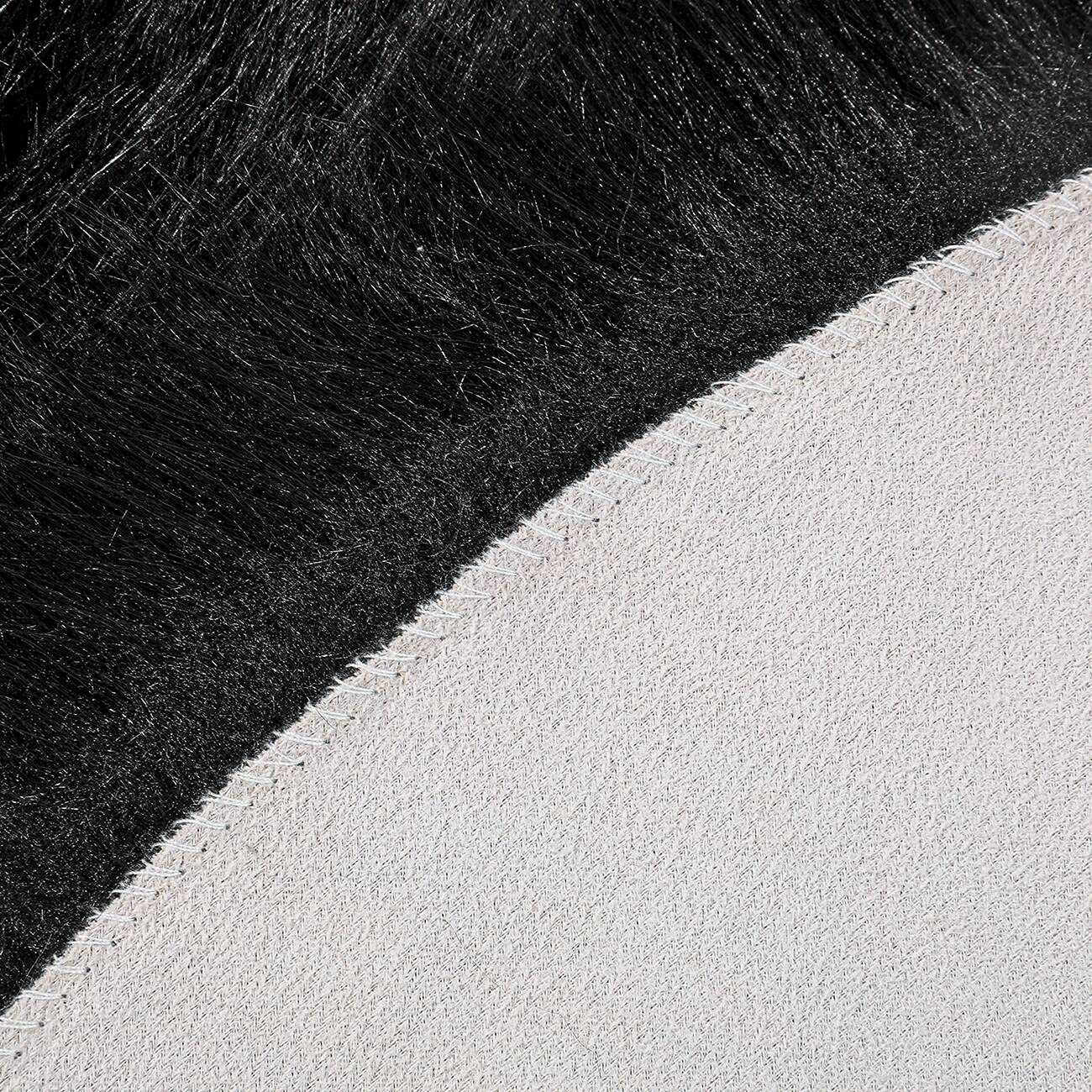Minimalist Black Fluffy Faux Sheepskin Rug, 2'x6'