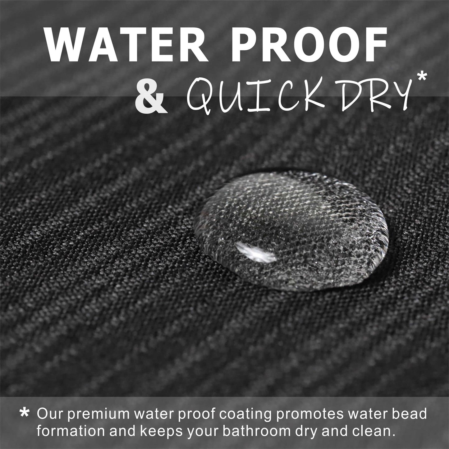 Minimalist Black Water Repellent Washable Shower Curtain