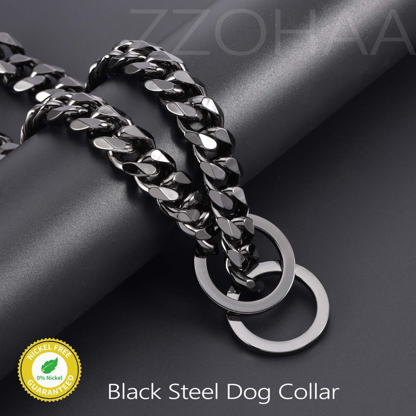 Minimalist Black Welded Steel Training Collar for Large Dogs