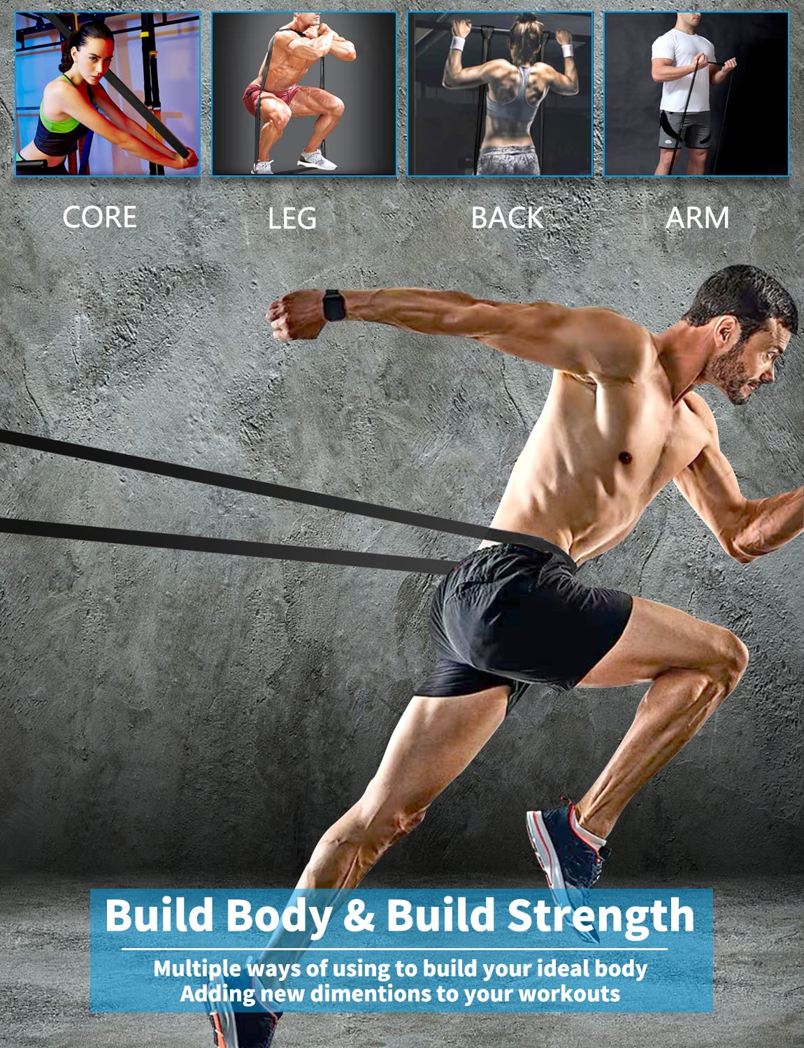 Minimalist Black Pull Up, Resistance Bands, 5 Piece Set