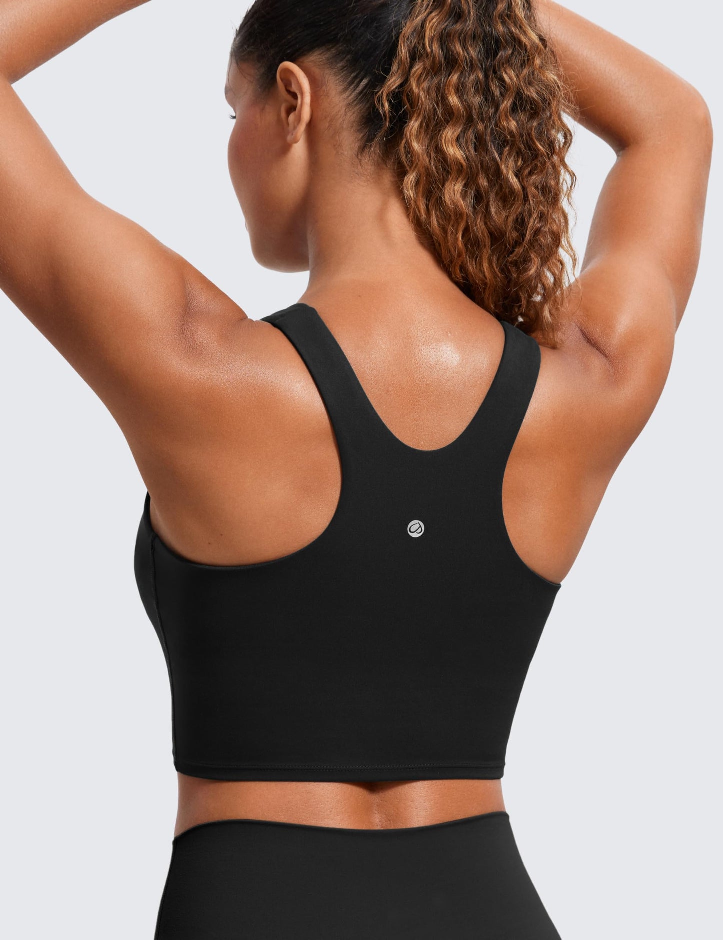 Minimalist Black Butterluxe Women's Racerback High Neck Longline Sports Bra