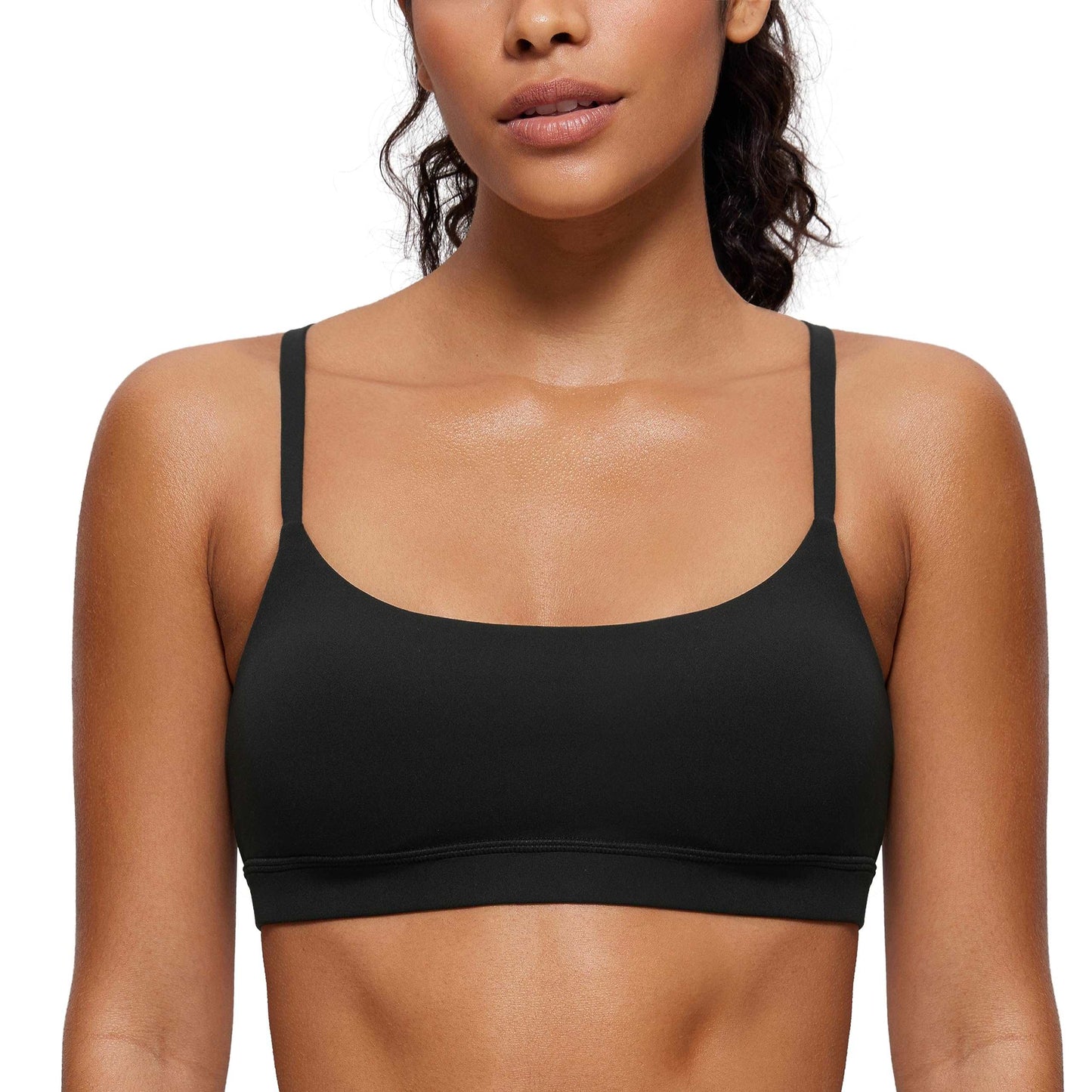 Minimalist Black Butterluxe Women's Adjustable Spaghetti Strap Sports Bra