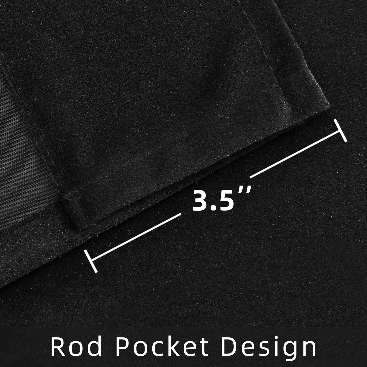 Minimalist Black Velvet Curtains, 90" Length