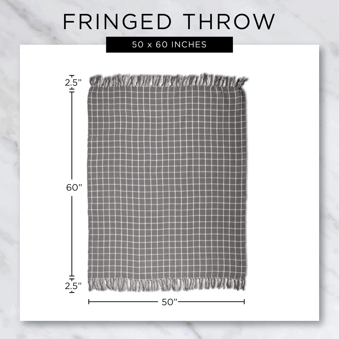 Minimalist Black/White Cotton Stripe Blanket Throw, 50 x 60"