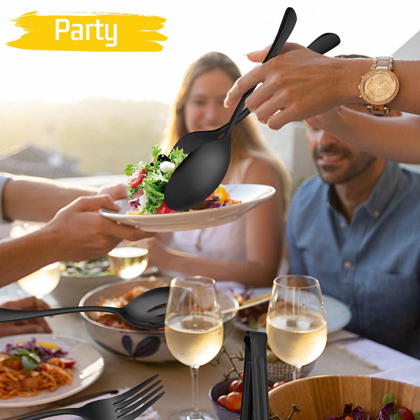 Minimalist Black 8-Piece Stainless Steel Serving Utensils Set
