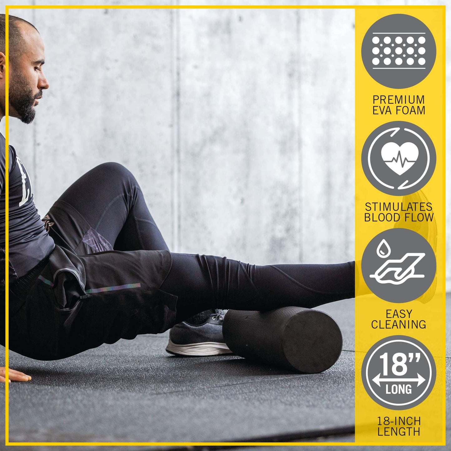 Minimalist Black Everlast FIT 18-Inch Premium Rx EVA Exercise Foam Roller