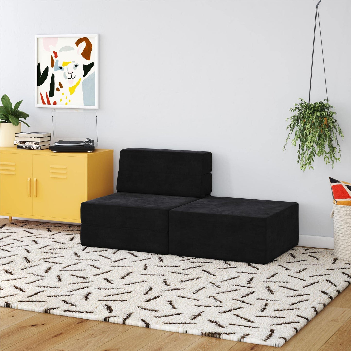 Minimliast Black NOVOGRATZ The Flower 5-in-1 Microfibre Modular Chair and Lounger Bed