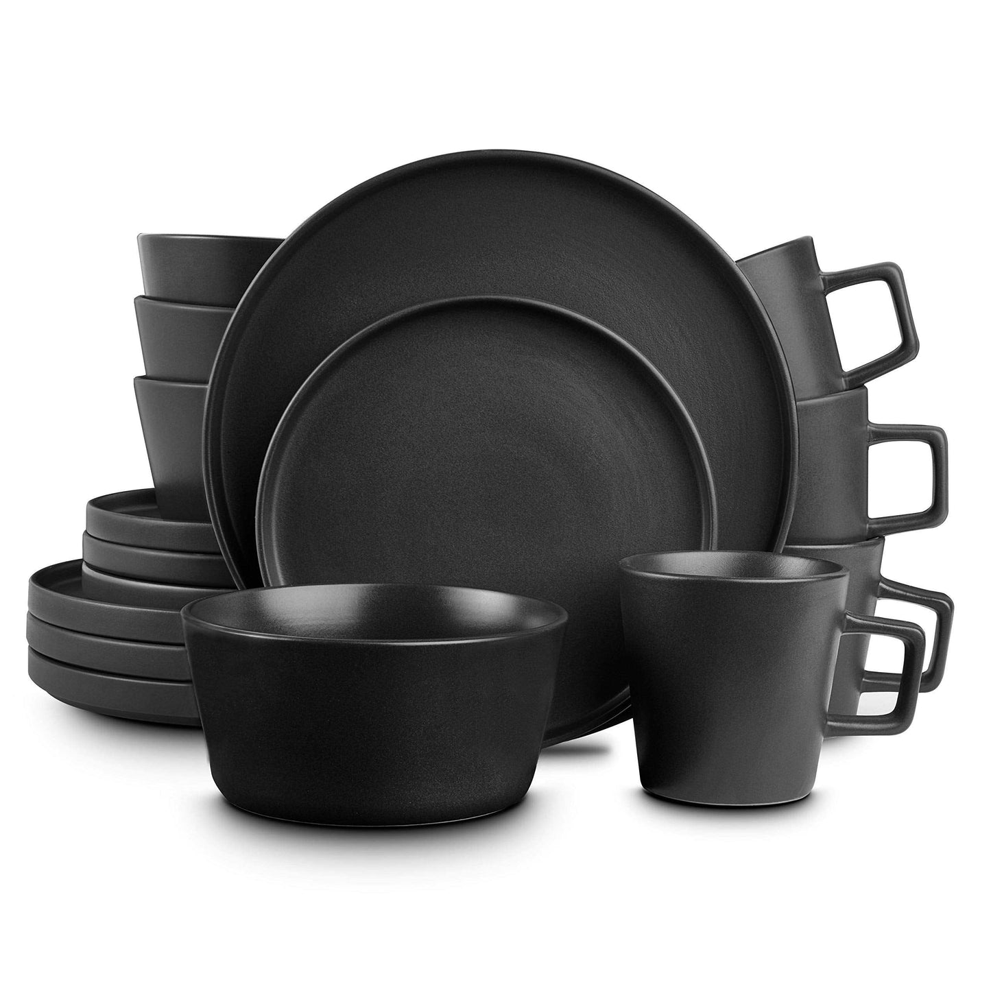 Minimalist Black Dinnerware Set, Service for 4