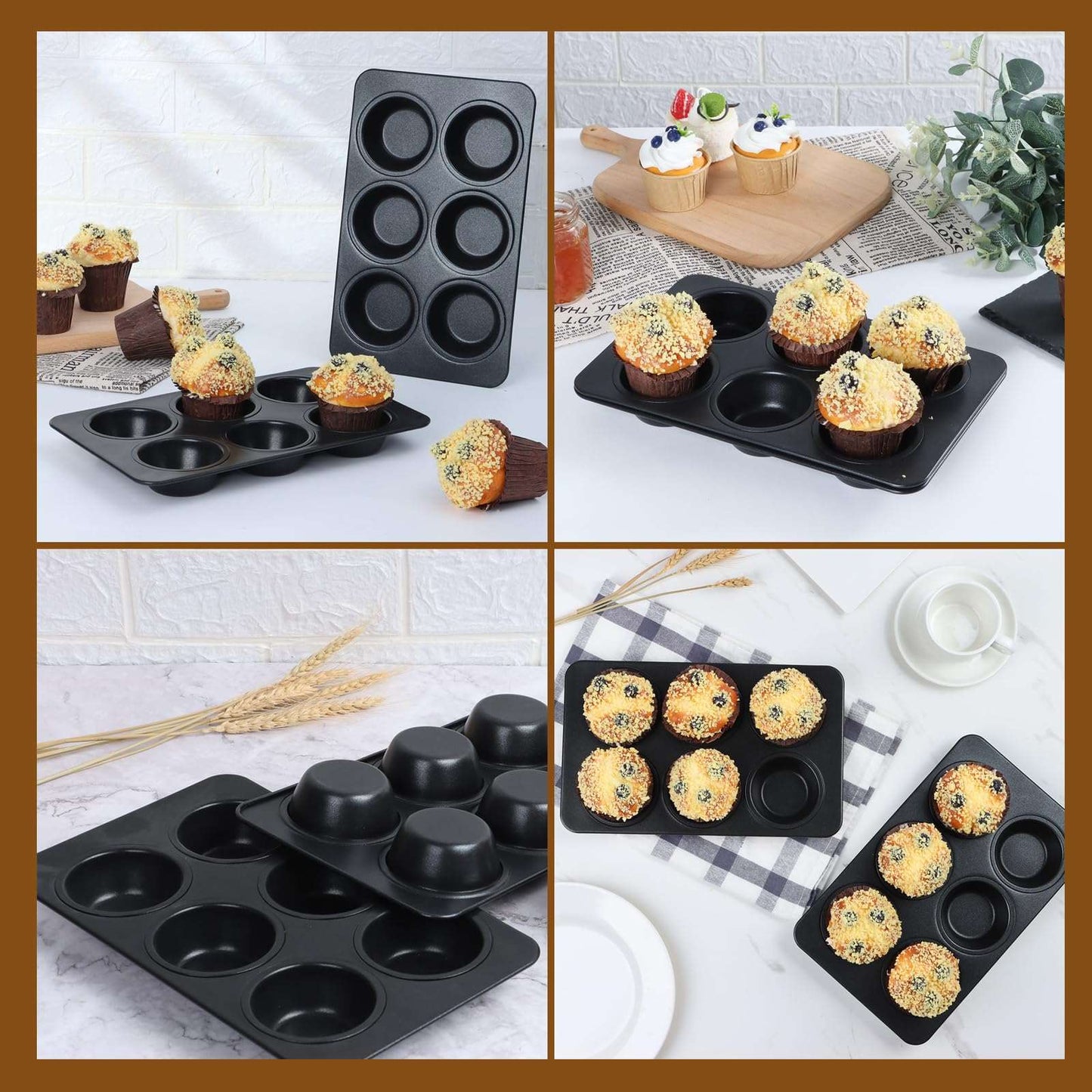 Minimalist Black 6 Cup Nonstick Muffin Pans, Set of 2