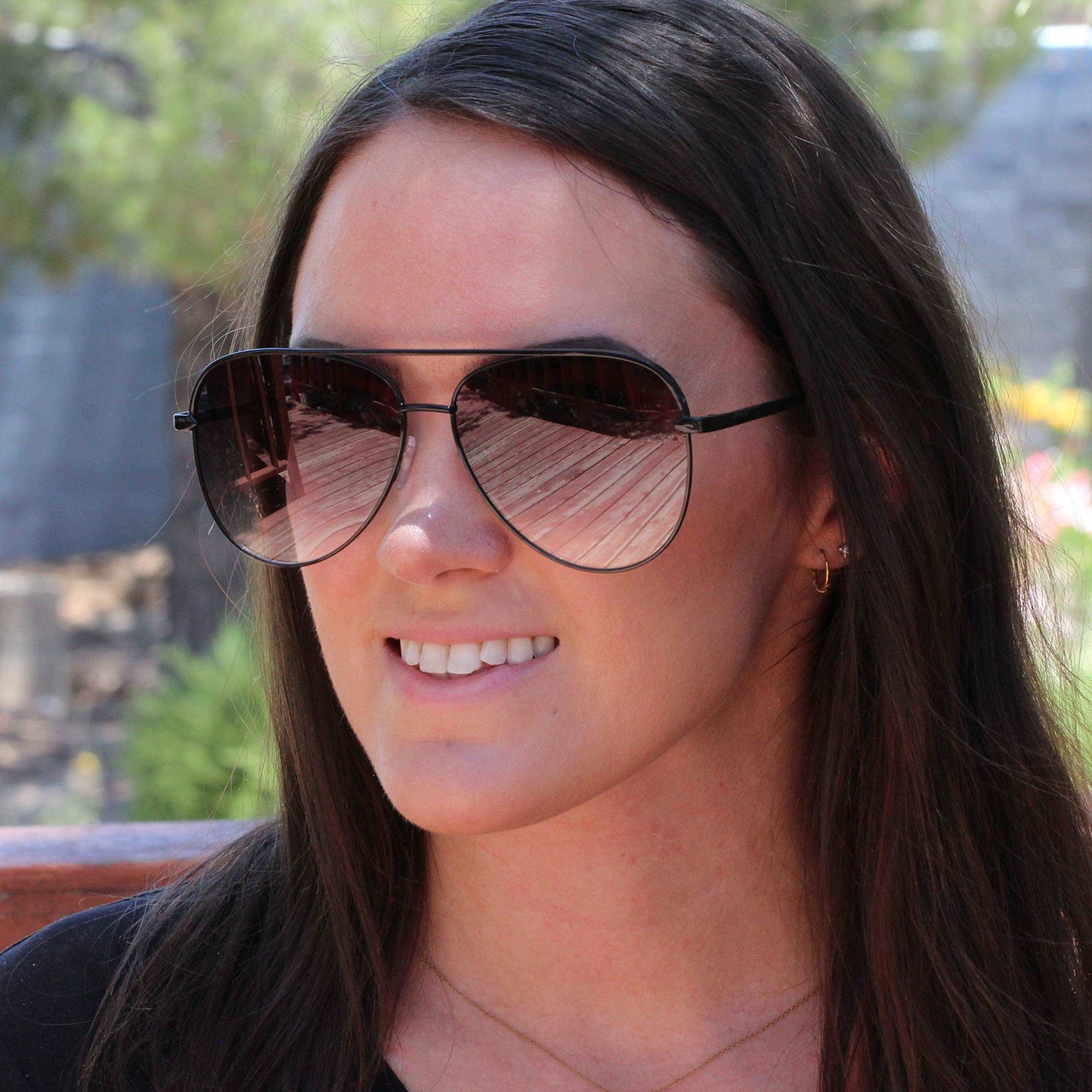 Minimalist Black Flat Lens Mirror Black Ombre Aviator Sunglasses